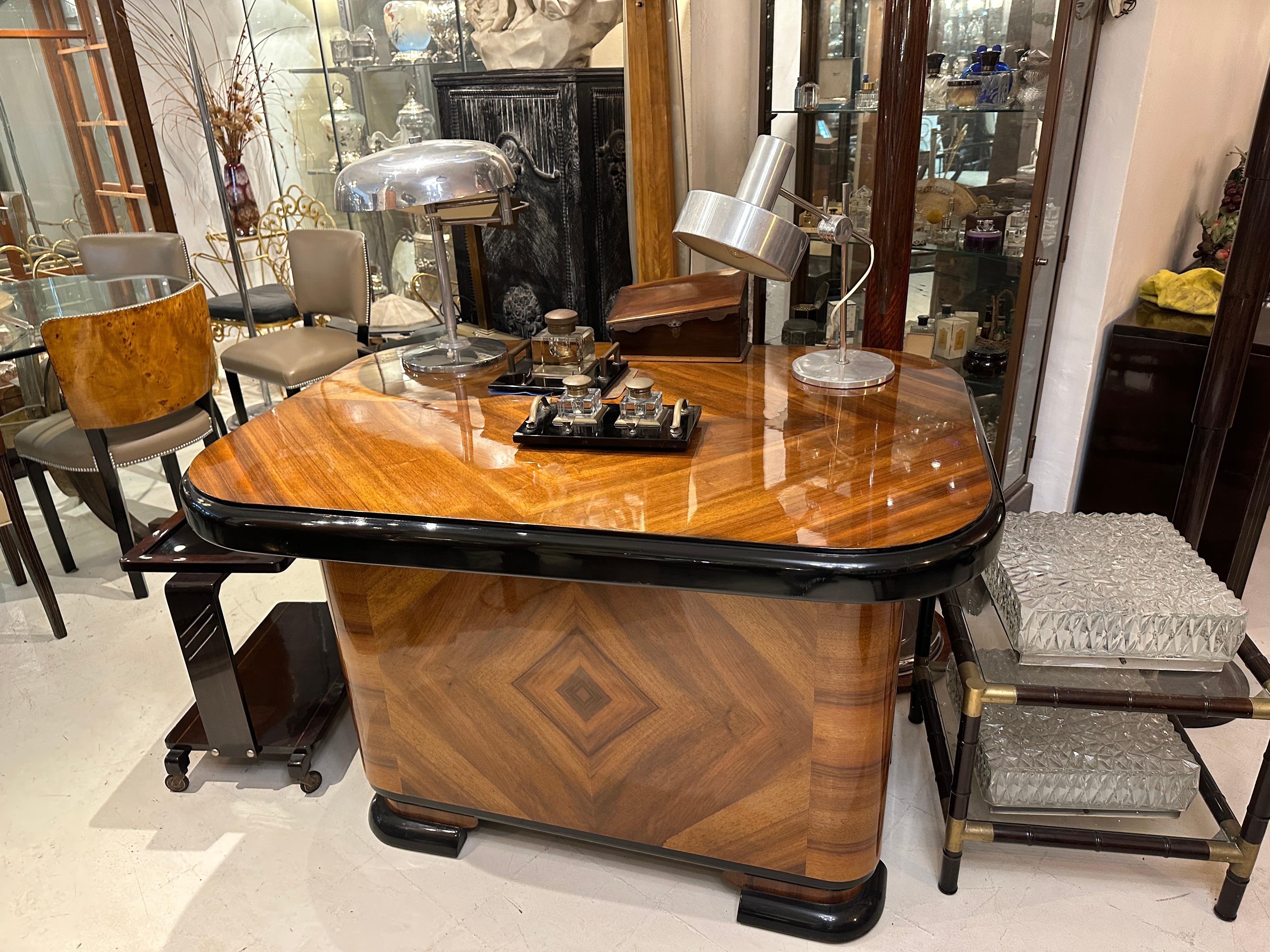 Schreibtisch Art Deco in Wood, 1930, Made in France im Angebot 12