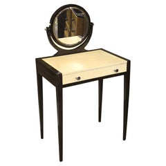 Desk Art Deco in Wood and Parchment Leather from France 1970