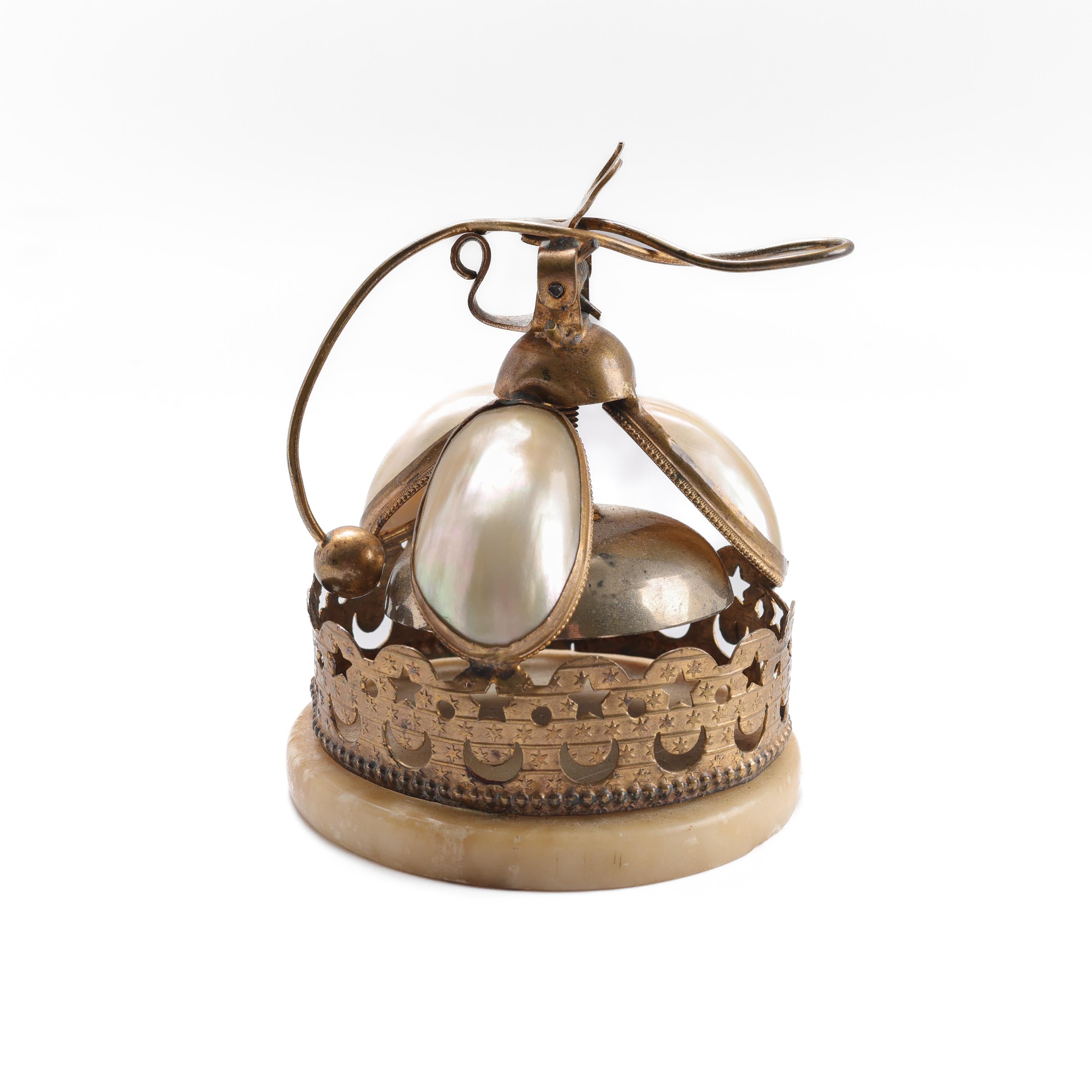 Desk Bell, 1870's French Ormolu, Mother of Pearl, Rare Celestial Motif USA Only In Good Condition For Sale In Southbury, CT