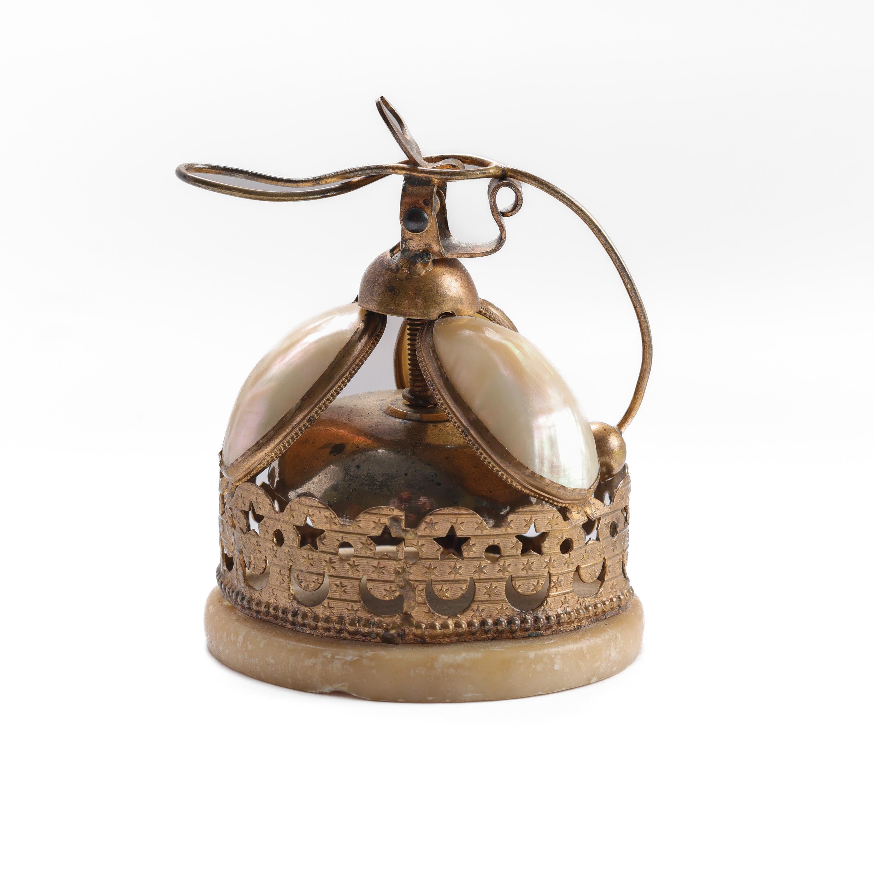 Women's or Men's Desk Bell, 1870's French Ormolu, Mother of Pearl, Rare Celestial Motif USA Only For Sale