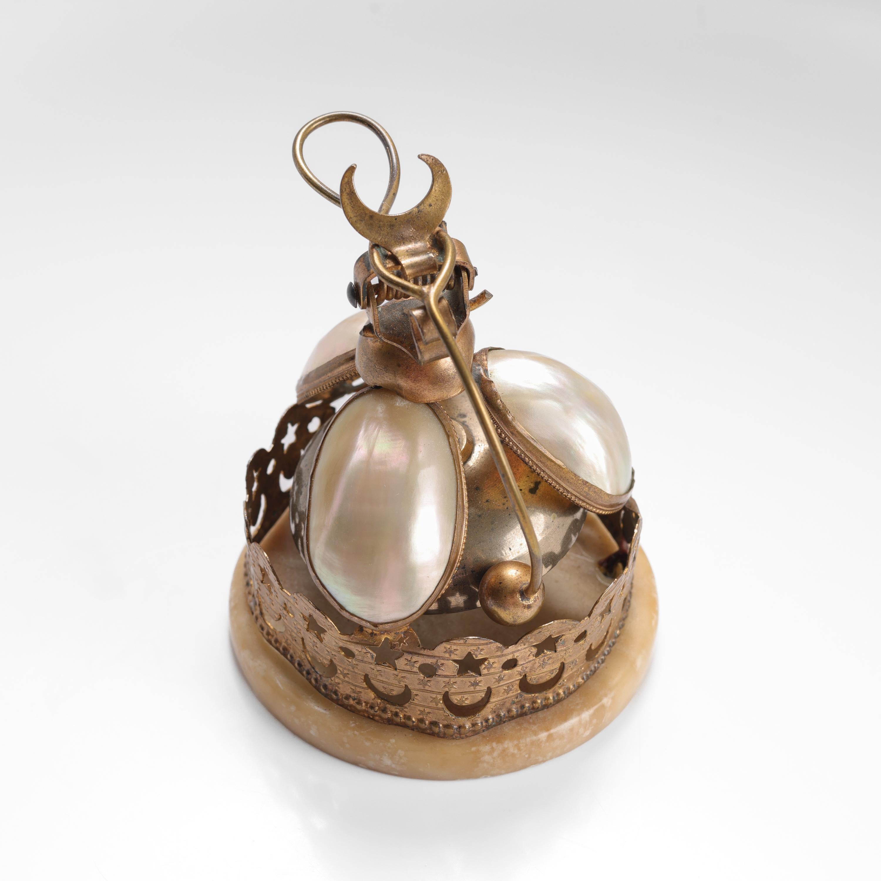Desk Bell, 1870's French Ormolu, Mother of Pearl, Rare Celestial Motif USA Only For Sale 1