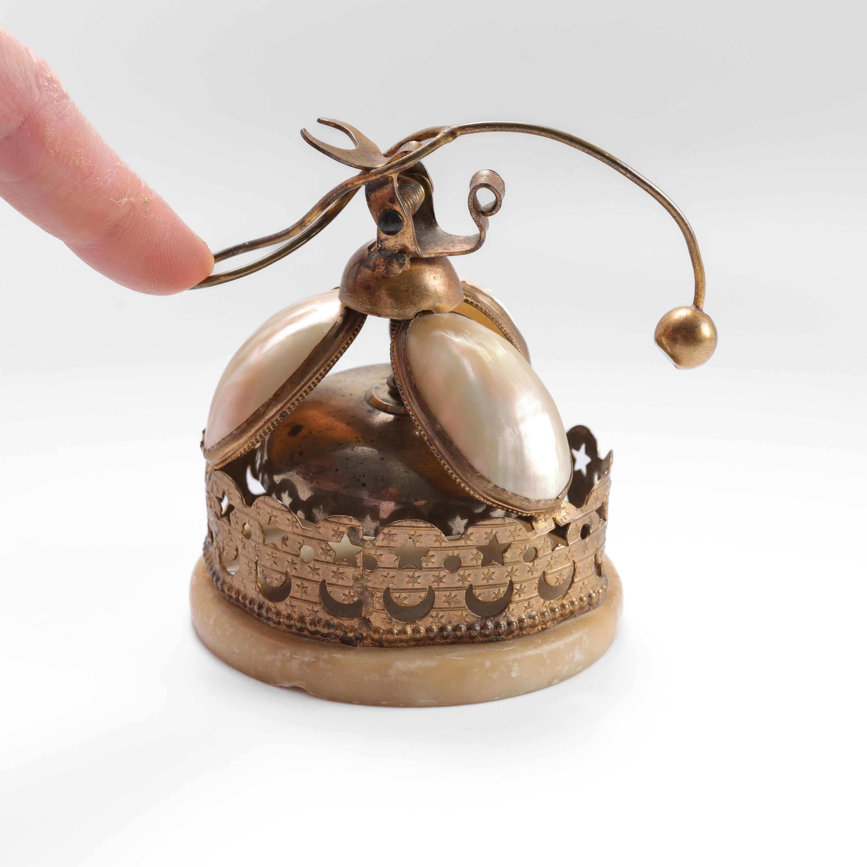 Desk Bell, 1870's French Ormolu, Mother of Pearl, Rare Celestial Motif USA Only For Sale 2