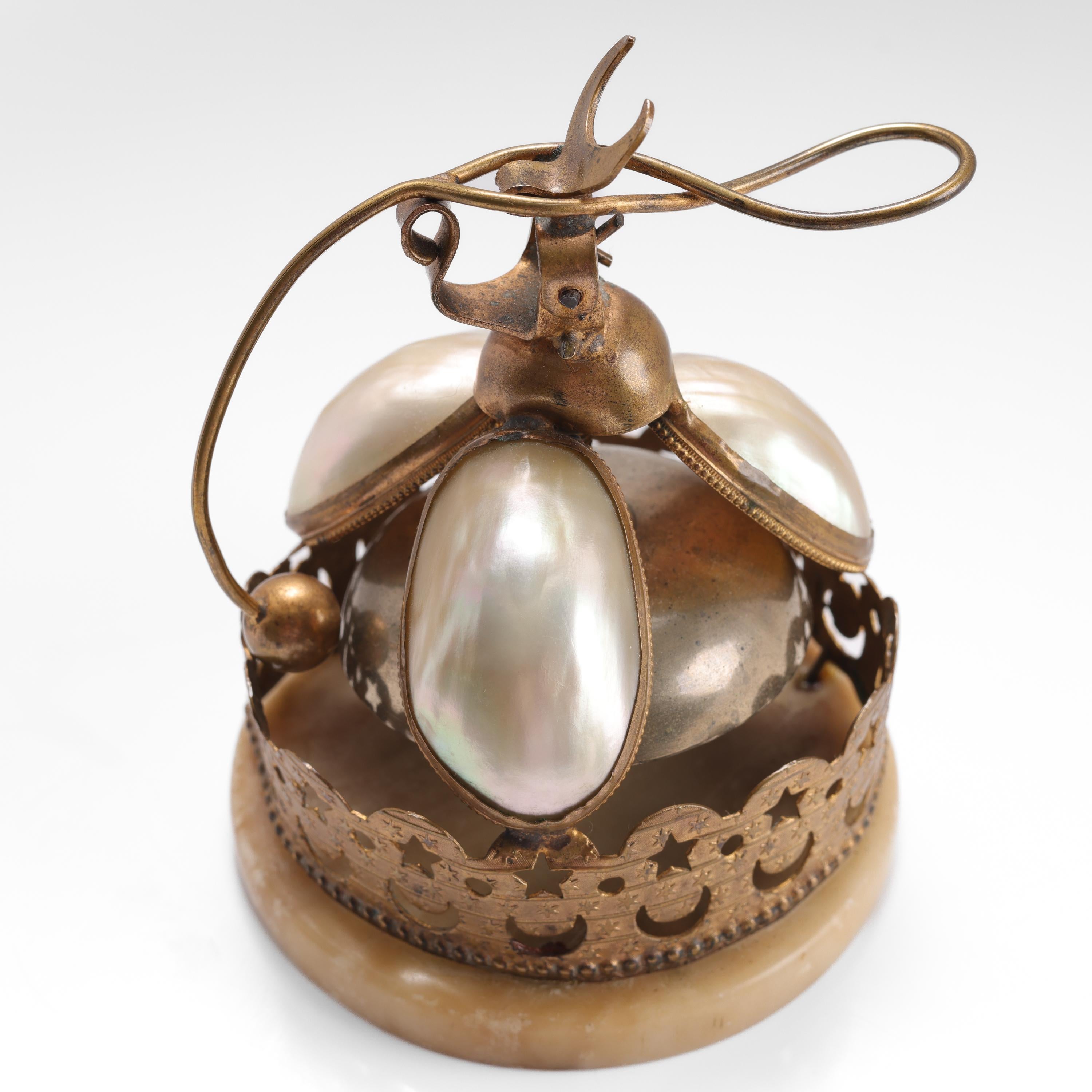 Desk Bell, 1870's French Ormolu, Mother of Pearl, Rare Celestial Motif USA Only For Sale 3