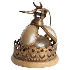 Schreibtischglocke, 1870er Jahre Französisch Ormolu, Perlmutt, seltene himmlische Motiv USA Only