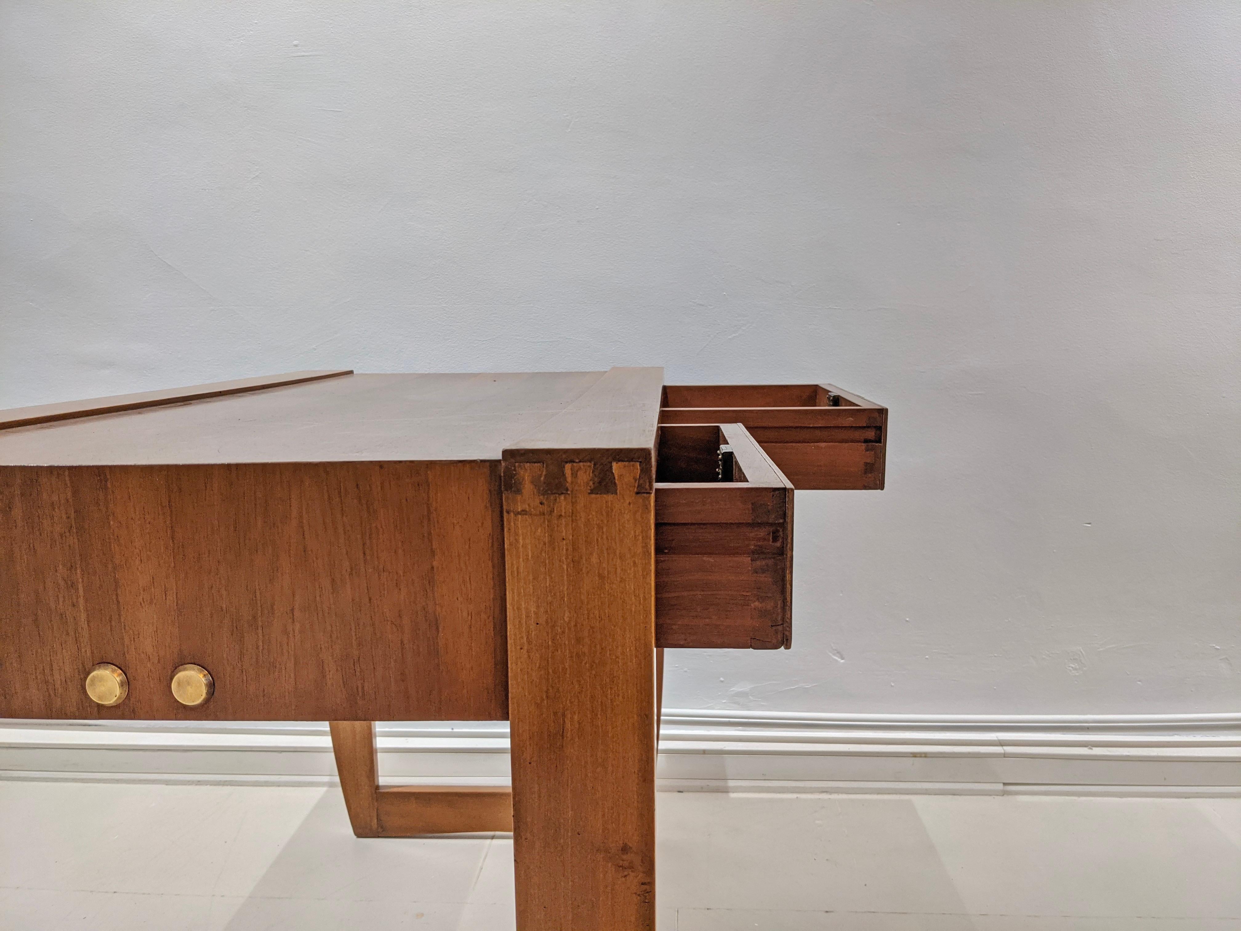 Walnut Desk by André Sornay For Sale
