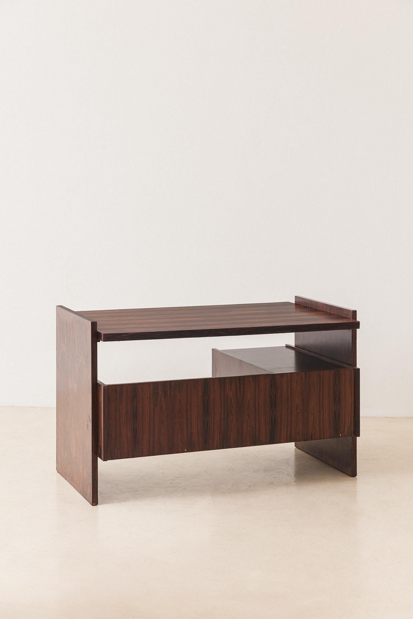 Veneer Desk by Celina Decorações, Solid Rosewood, Brazilian Midcentury, 1960s For Sale