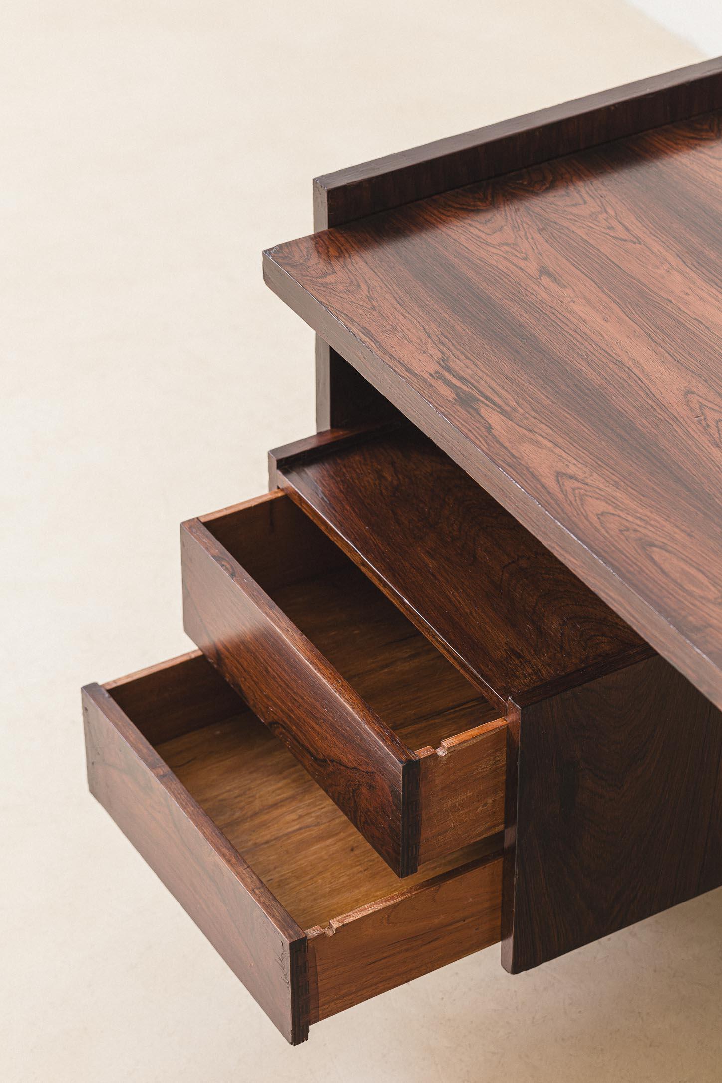 Mid-20th Century Desk by Celina Decorações, Solid Rosewood, Brazilian Midcentury, 1960s For Sale