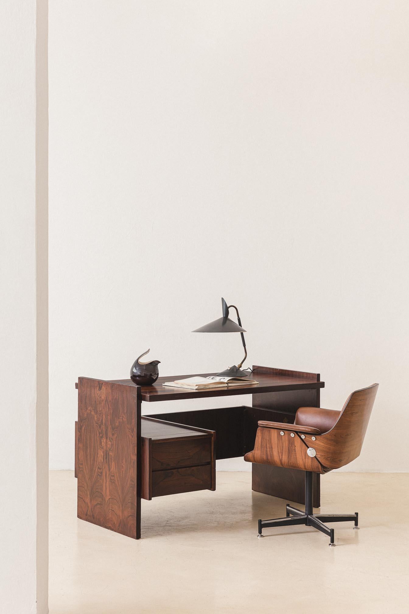Desk by Celina Decorações, Solid Rosewood, Brazilian Midcentury, 1960s For Sale 1