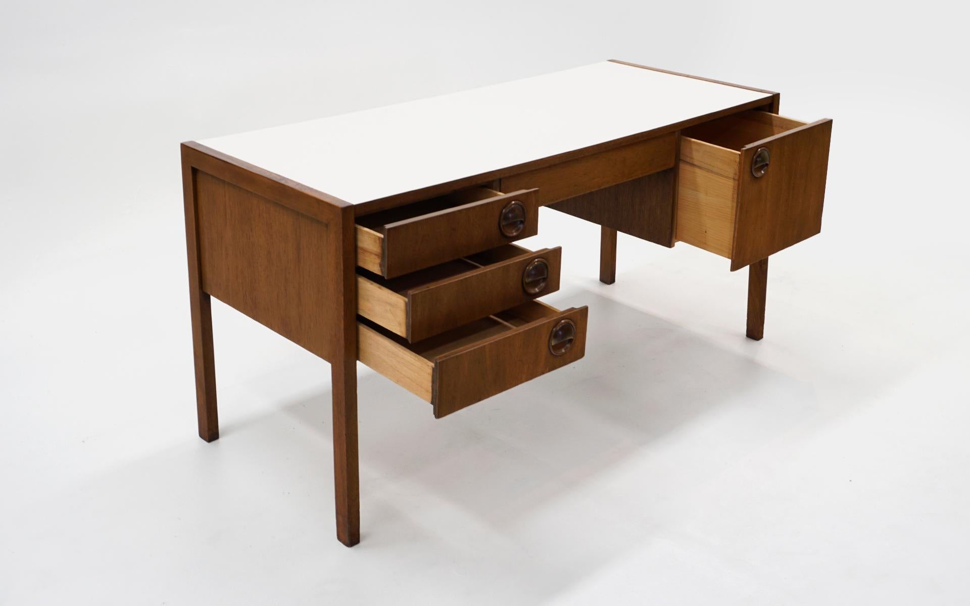 Mid-Century Modern Desk by Edward Wormley for Dunbar, White Laminate Top, Mahogany Case