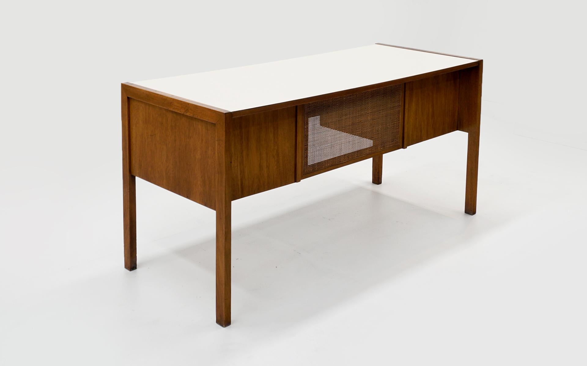 Desk by Edward Wormley for Dunbar, White Laminate Top, Mahogany Case 1