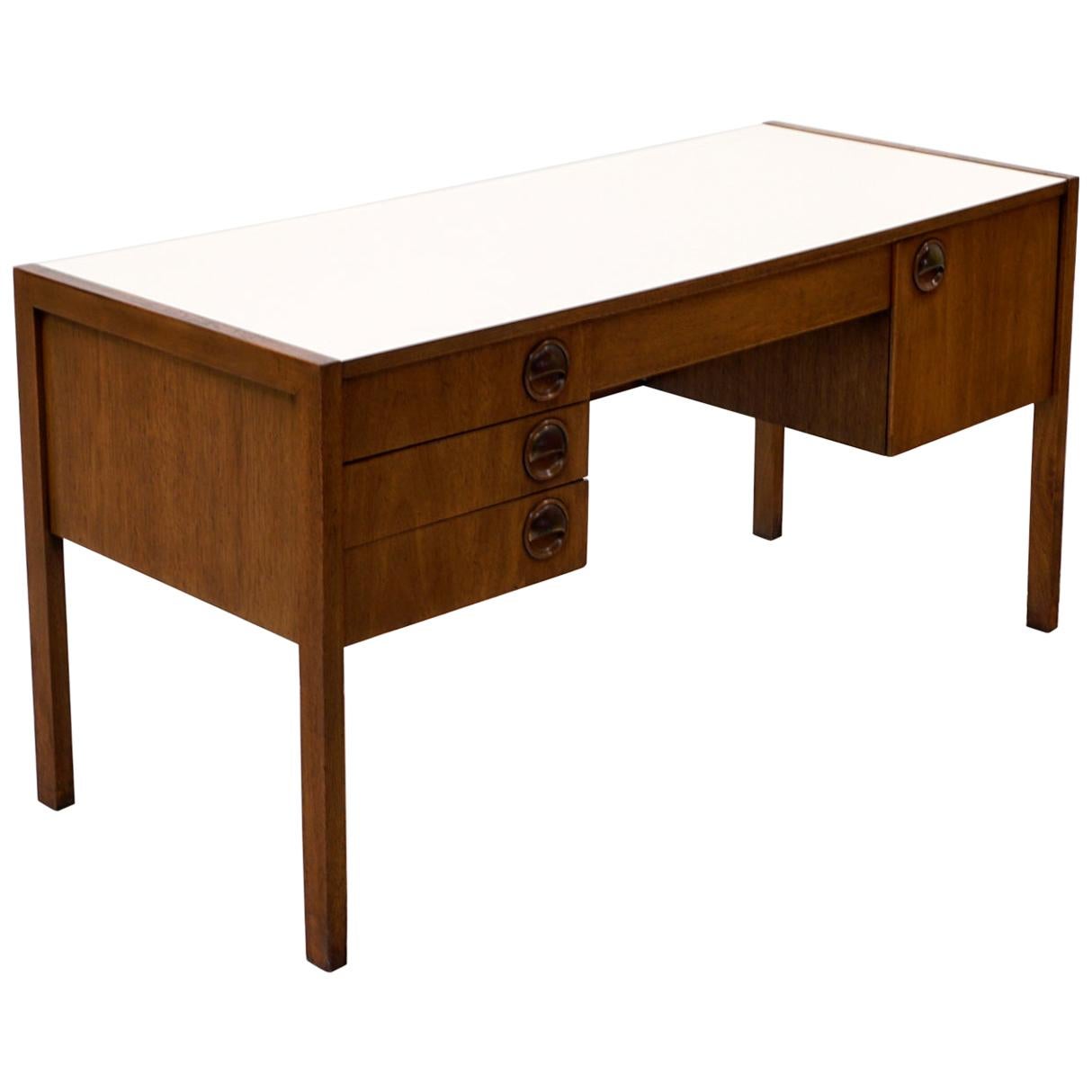 Desk by Edward Wormley for Dunbar, White Laminate Top, Mahogany Case