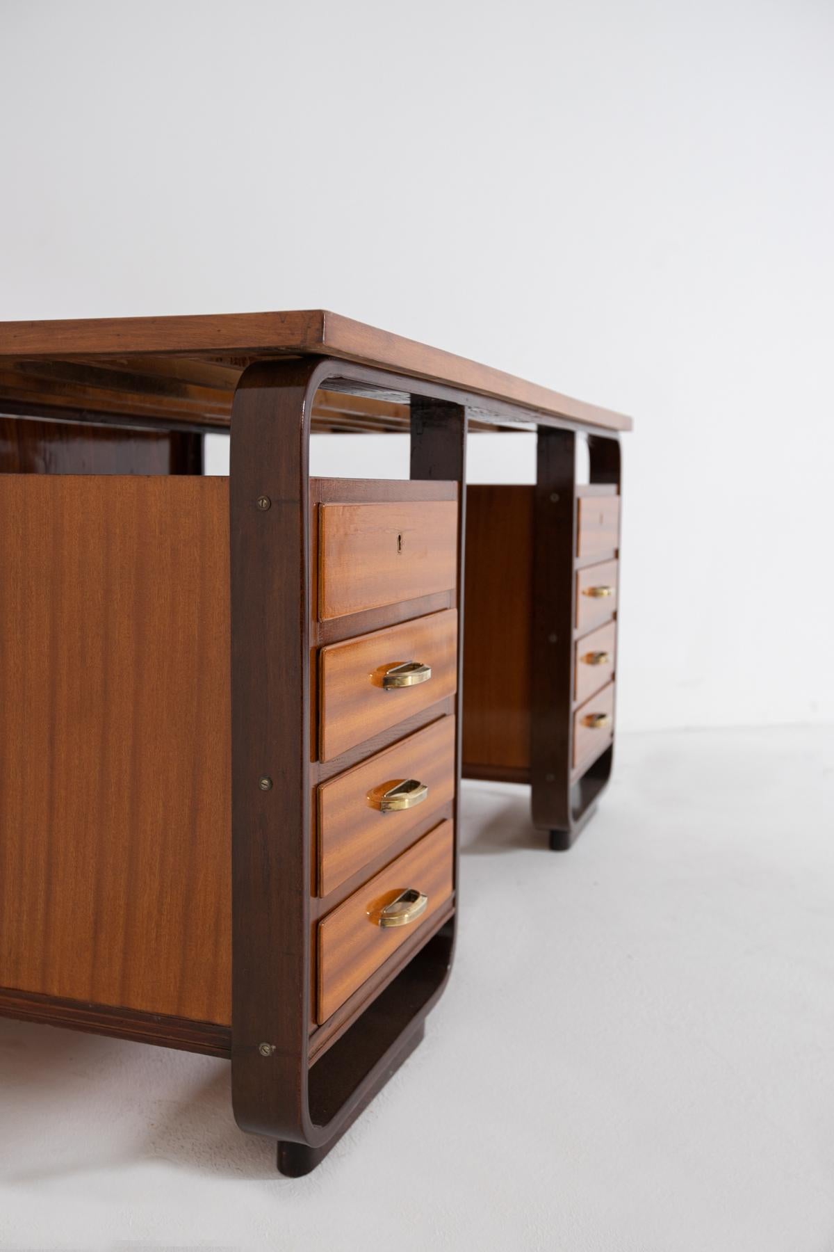 Desk by Giuseppe Pagano in Brass and Wood, 1940s 5