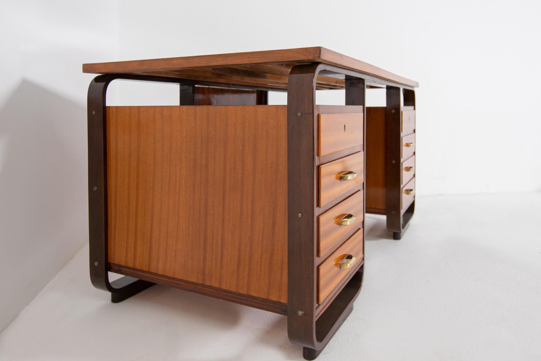 Desk by Giuseppe Pagano in Brass and Wood, 1940s 6