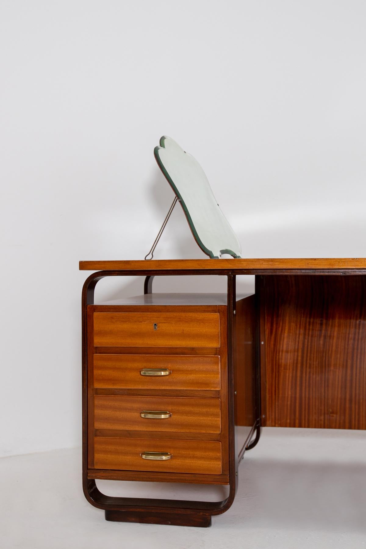 Desk by Giuseppe Pagano in Brass and Wood, 1940s 10