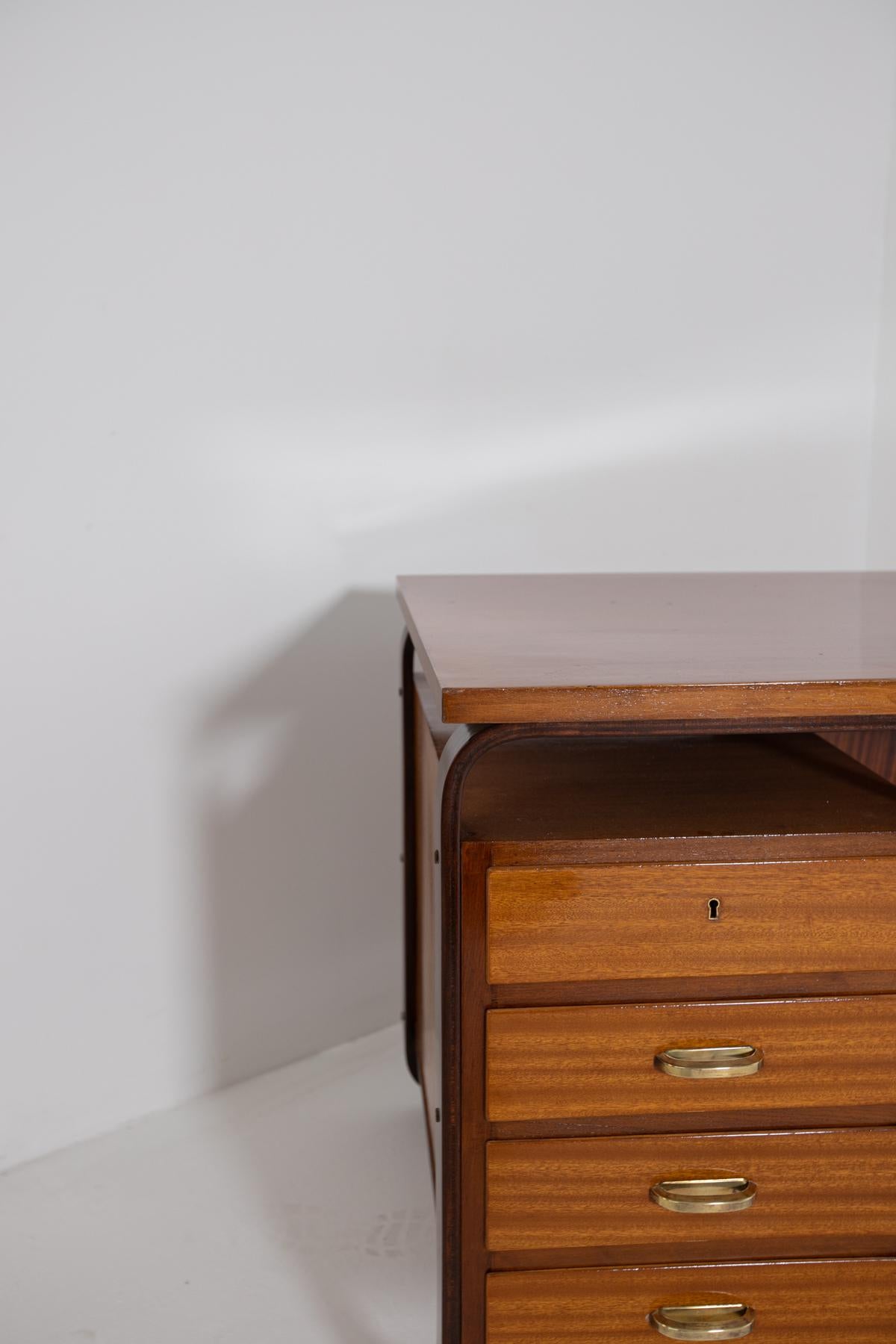 Desk by Giuseppe Pagano in Brass and Wood, 1940s 1