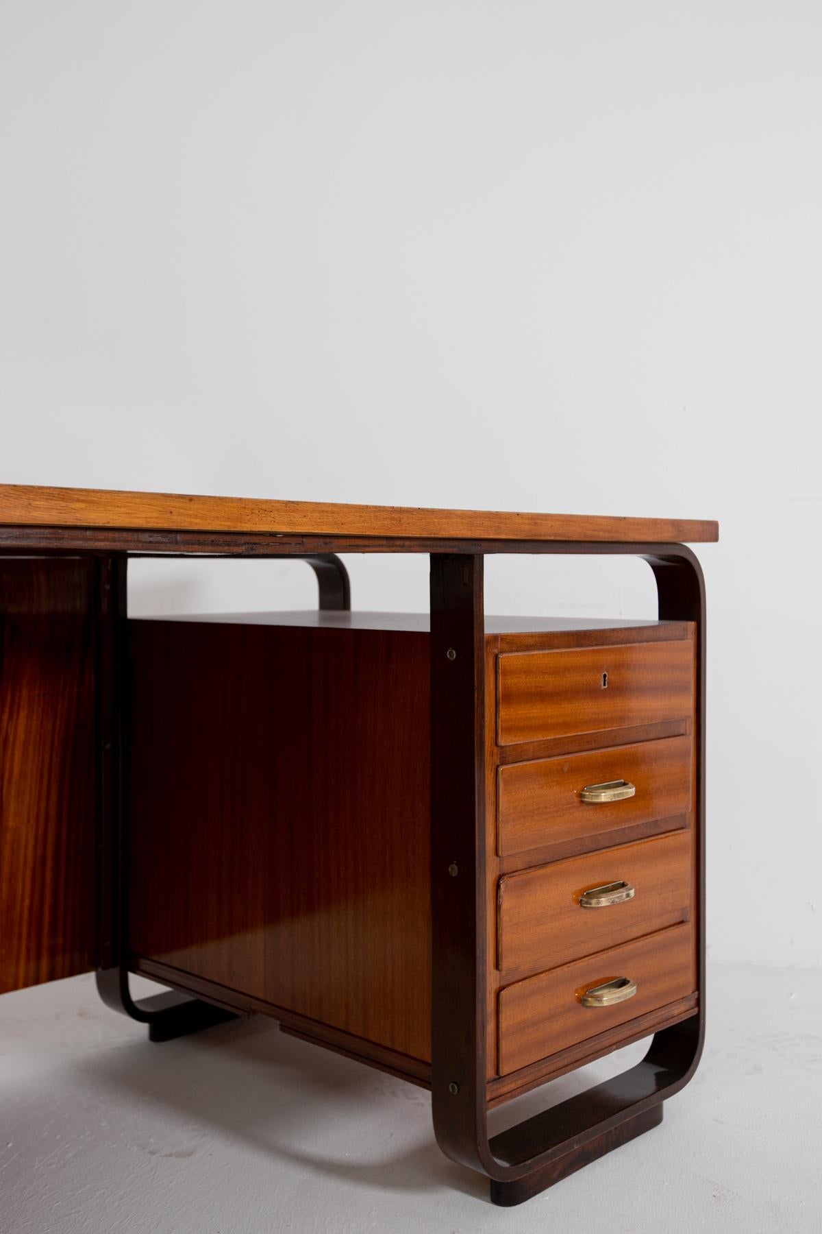 Desk by Giuseppe Pagano in Brass and Wood, 1940s 2