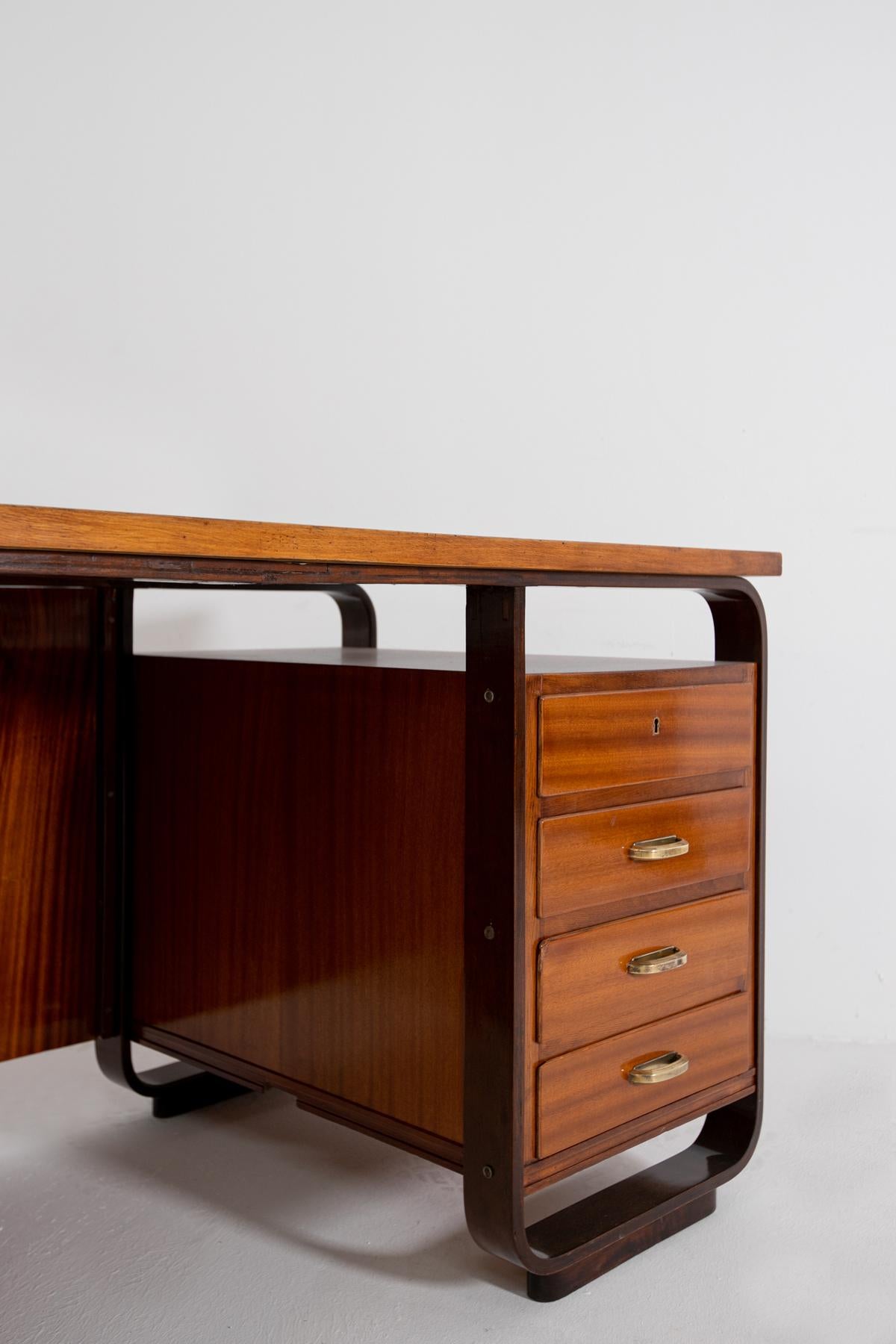 Desk by Giuseppe Pagano in Brass and Wood, 1940s 3