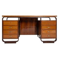 Bureau de Giuseppe Pagano en laiton et bois, années 1940