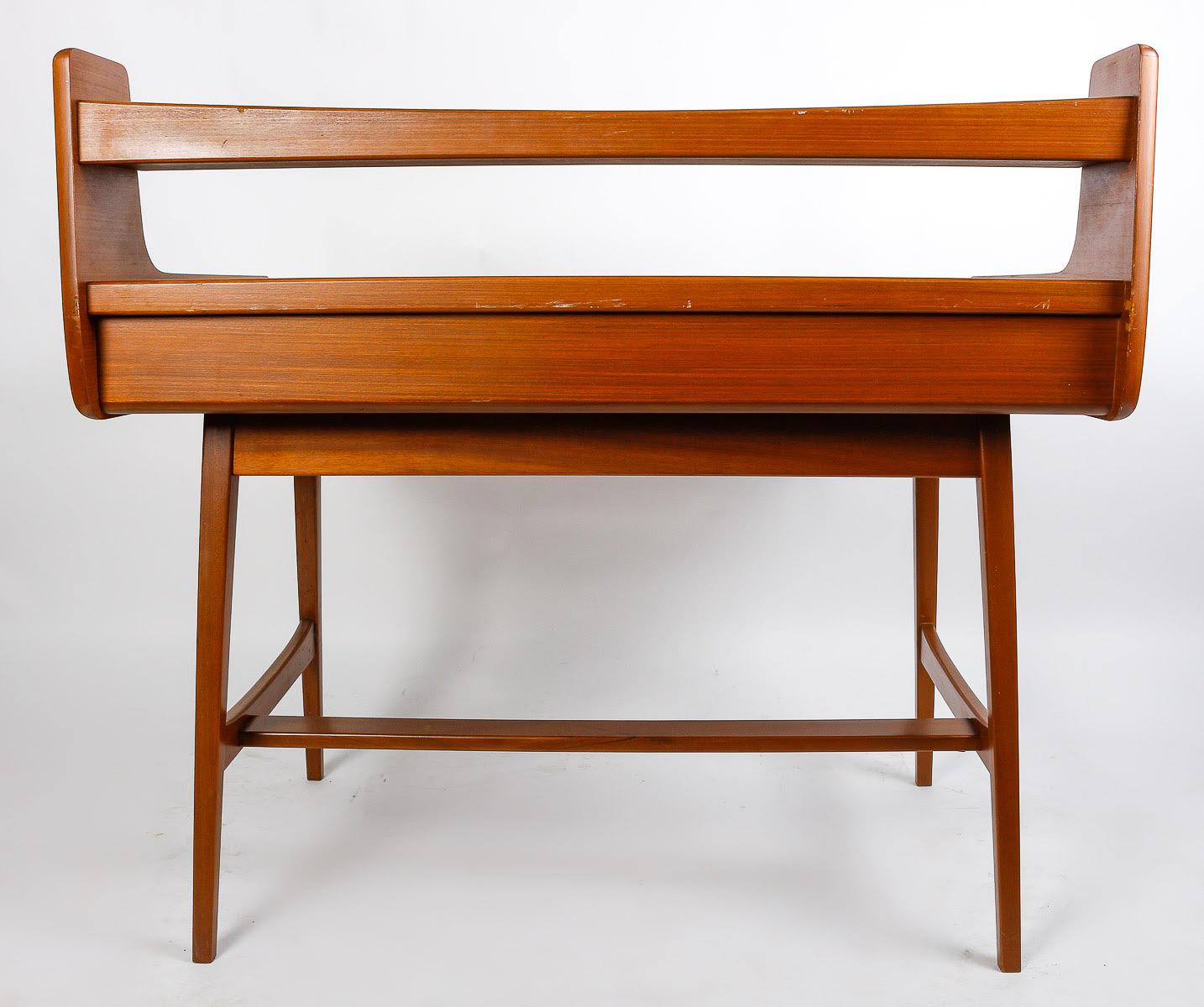Wood Desk by Jacques Hauville, circa 1960.