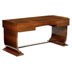 Art Deco Rosewood Palisander Desk by Jules Leleu, 1930s