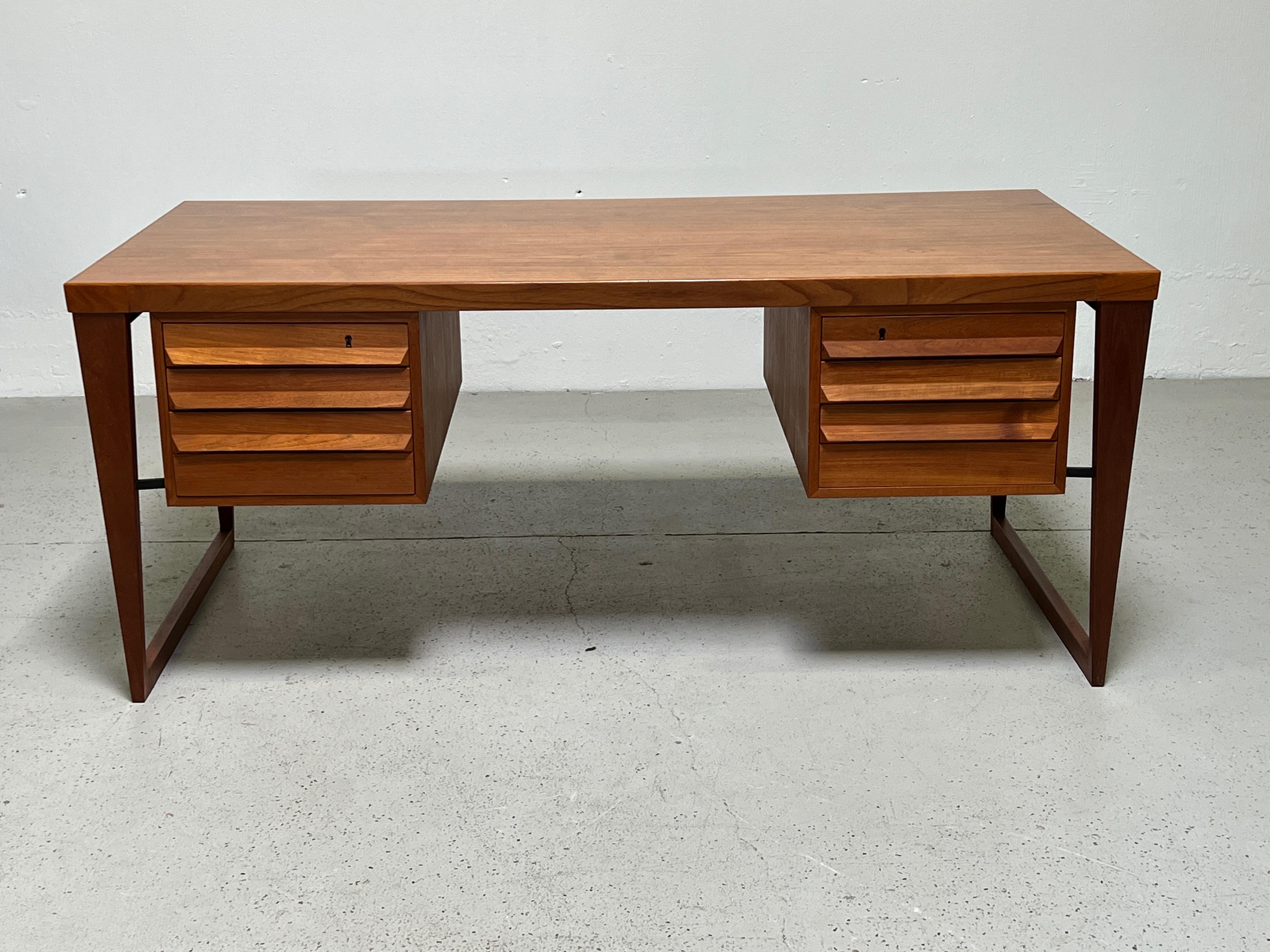 Teak Desk by Kai Kristiansen for Feldballes Møbelfabrik For Sale