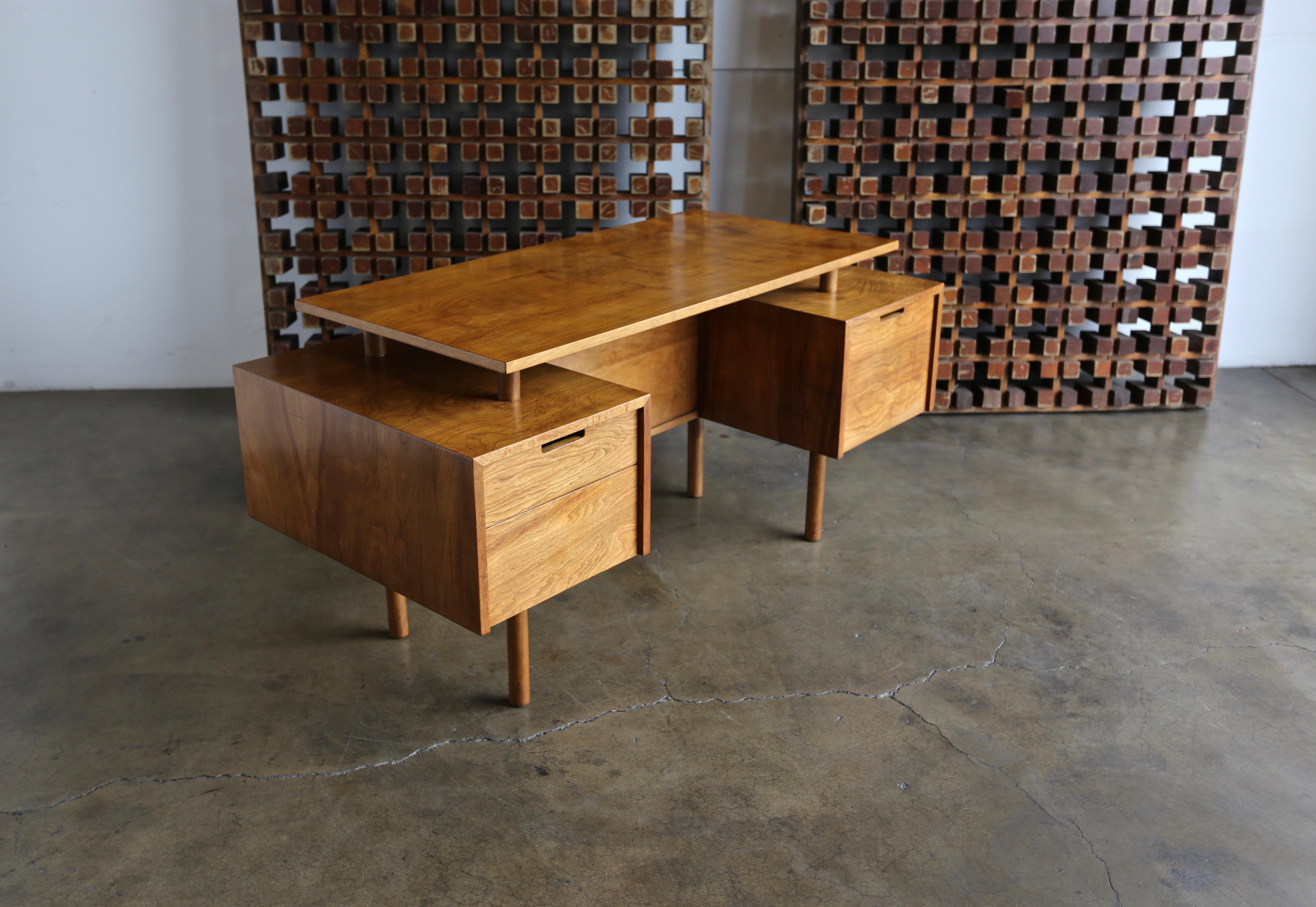 Walnut desk by Milo Baughman for Glenn of California.