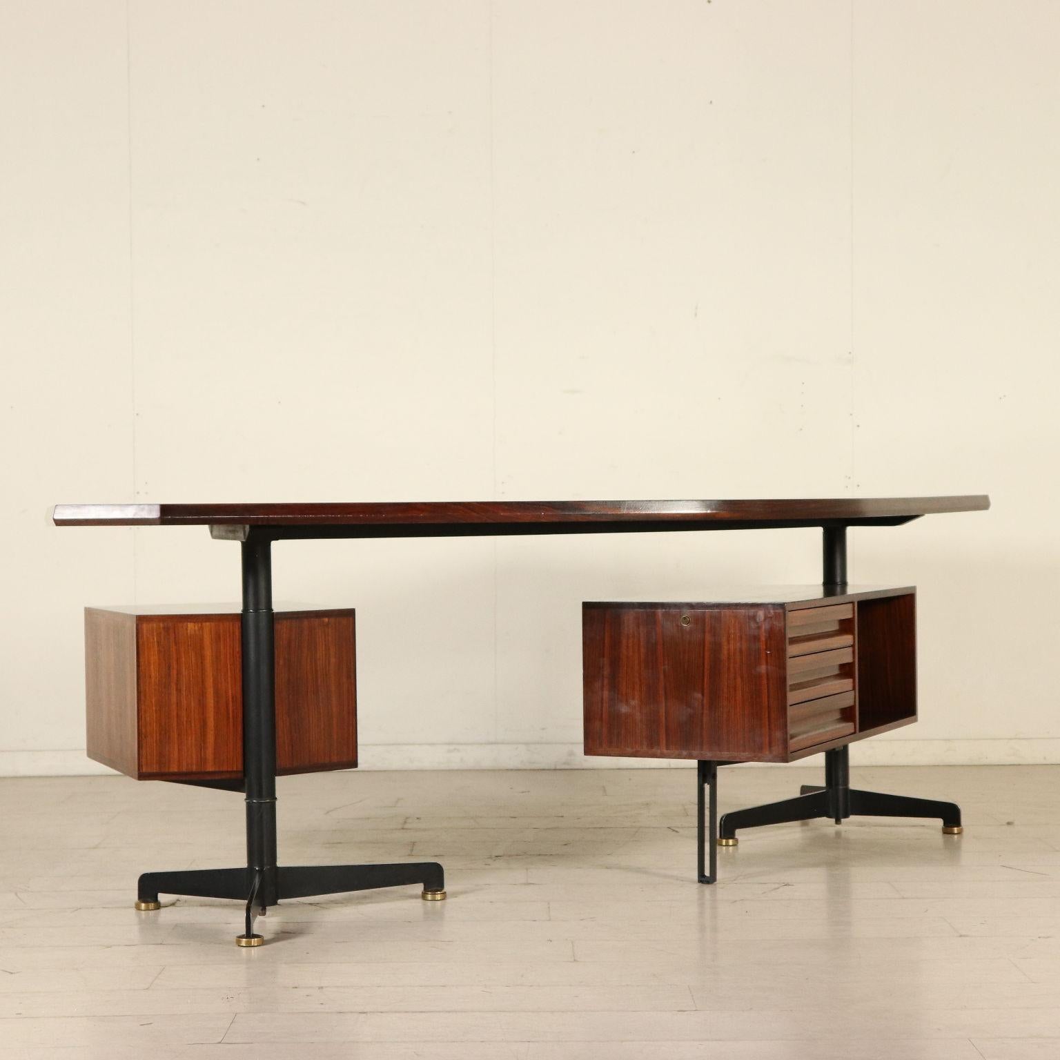Desk by Osvaldo Borsani Wood Vintage Italy, 1950s 6