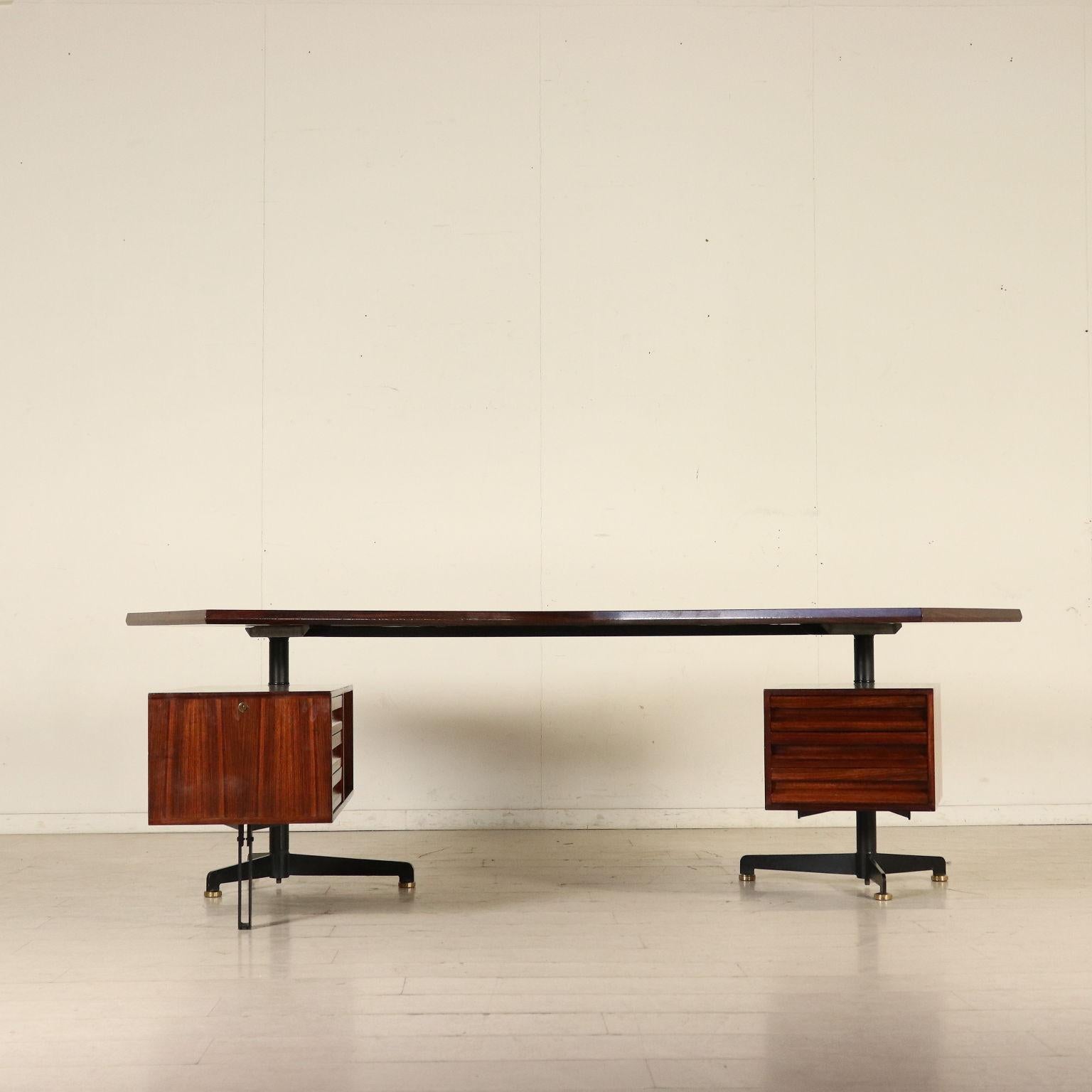 Desk by Osvaldo Borsani Wood Vintage Italy, 1950s 8