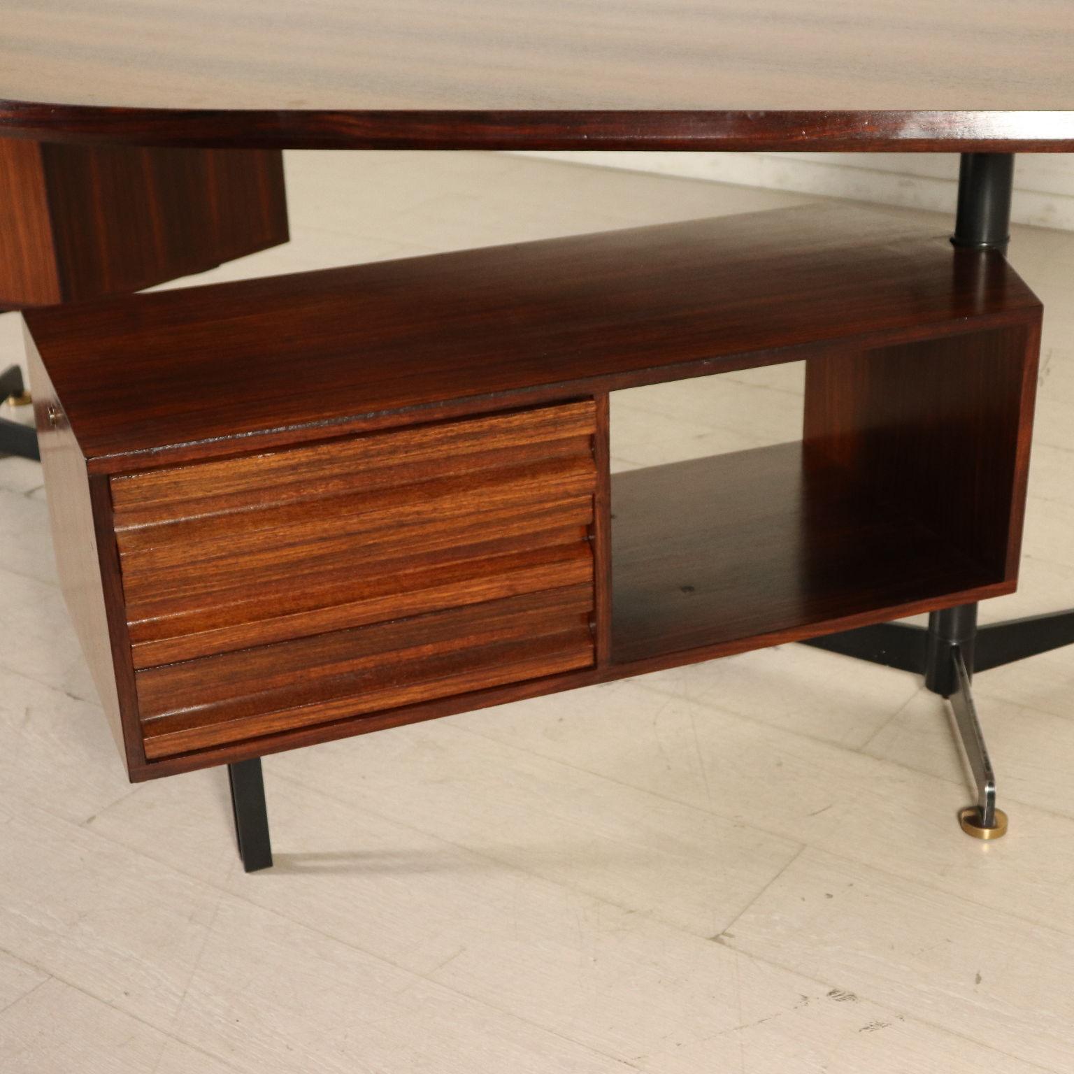 Mid-Century Modern Desk by Osvaldo Borsani Wood Vintage Italy, 1950s