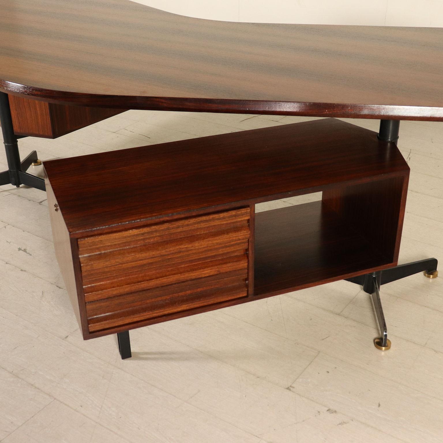 Italian Desk by Osvaldo Borsani Wood Vintage Italy, 1950s