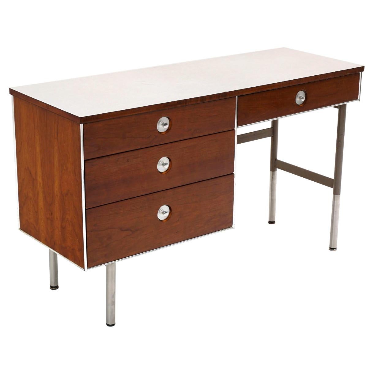 Desk by Raymond Loewy for Hill Rom, Walnut with off White Laminate Top, Original
