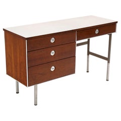 Vintage Desk by Raymond Loewy for Hill Rom, Walnut with off White Laminate Top, Original