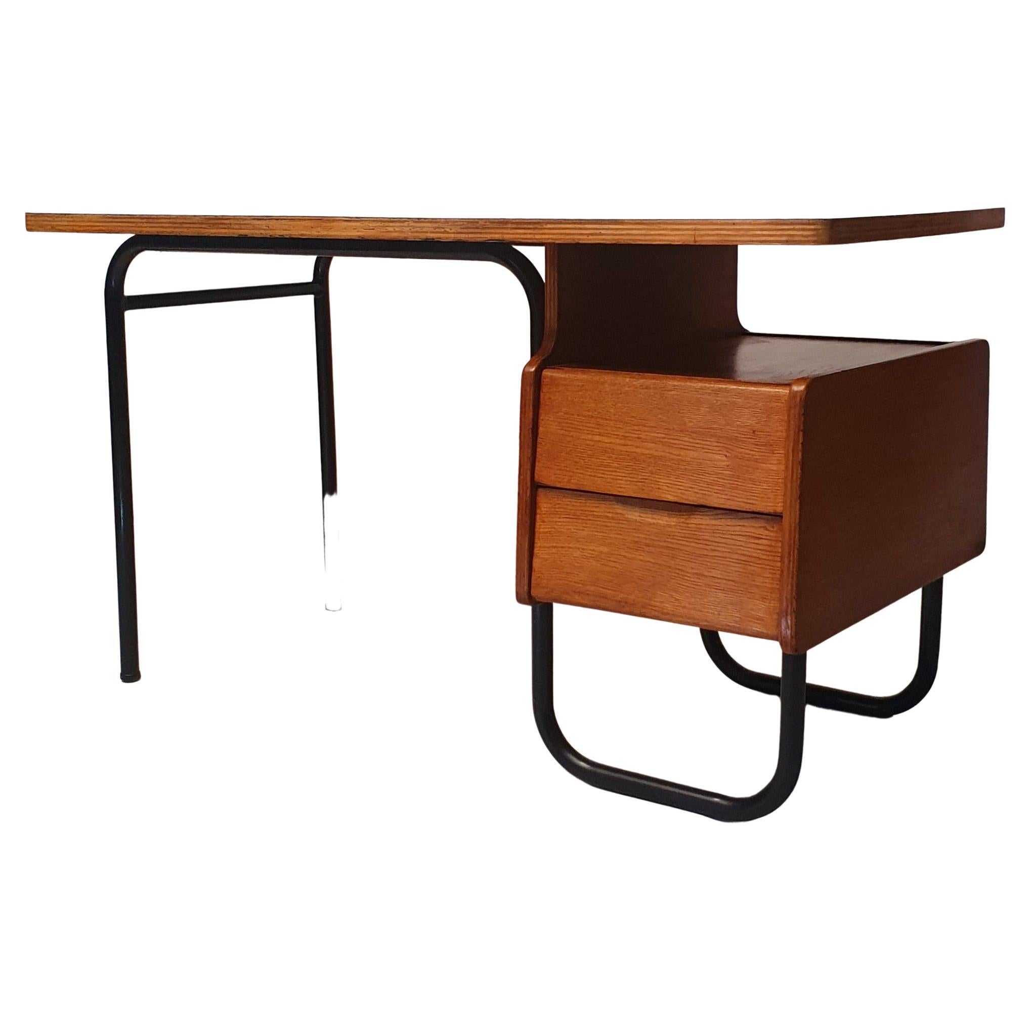 Desk by Robert Charroy for Mobilor, Cité Universitaire Jean Zay d'Antony, Oak For Sale