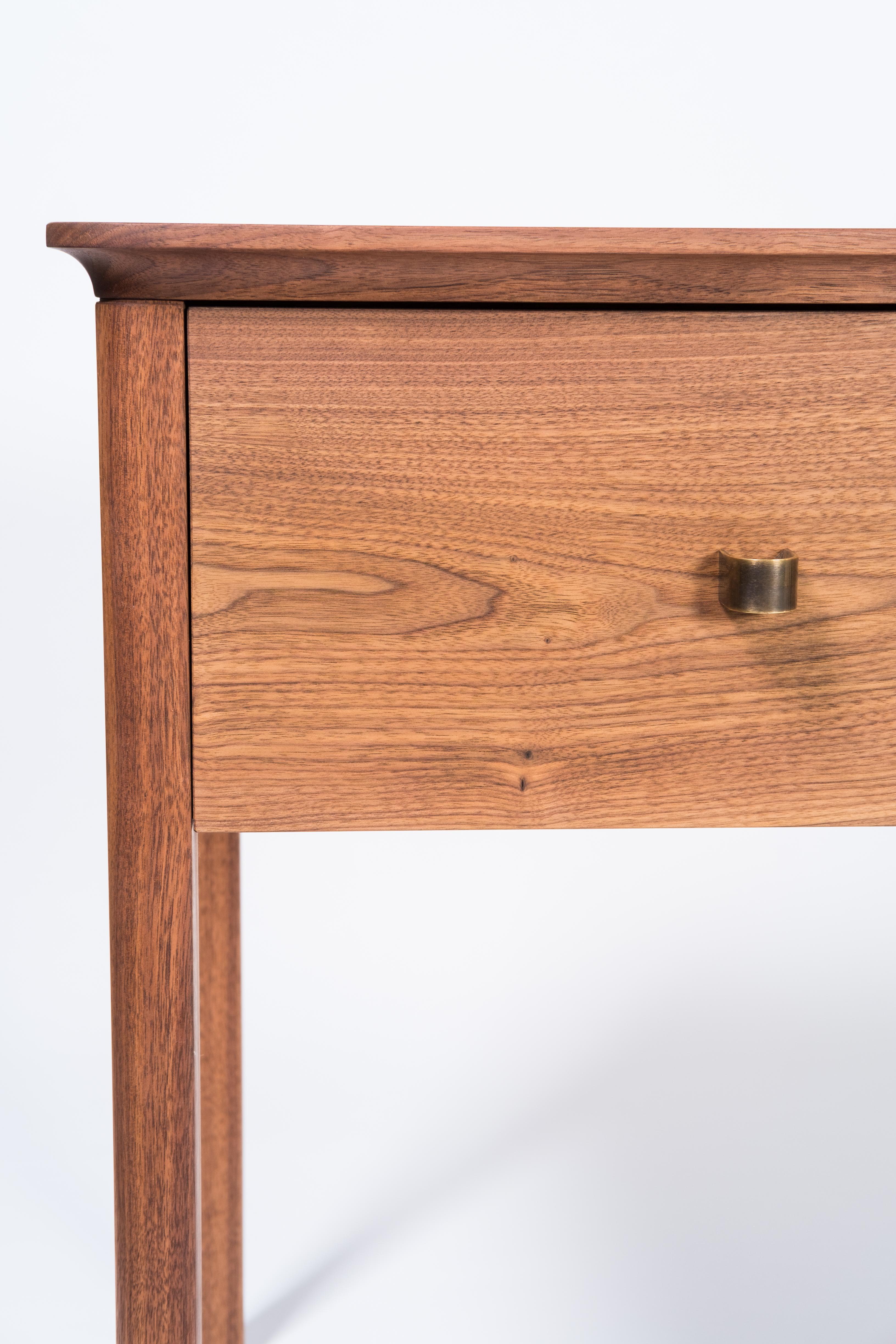 American Basin Desk by Tretiak Works, Handmade Contemporary Walnut Brass  For Sale