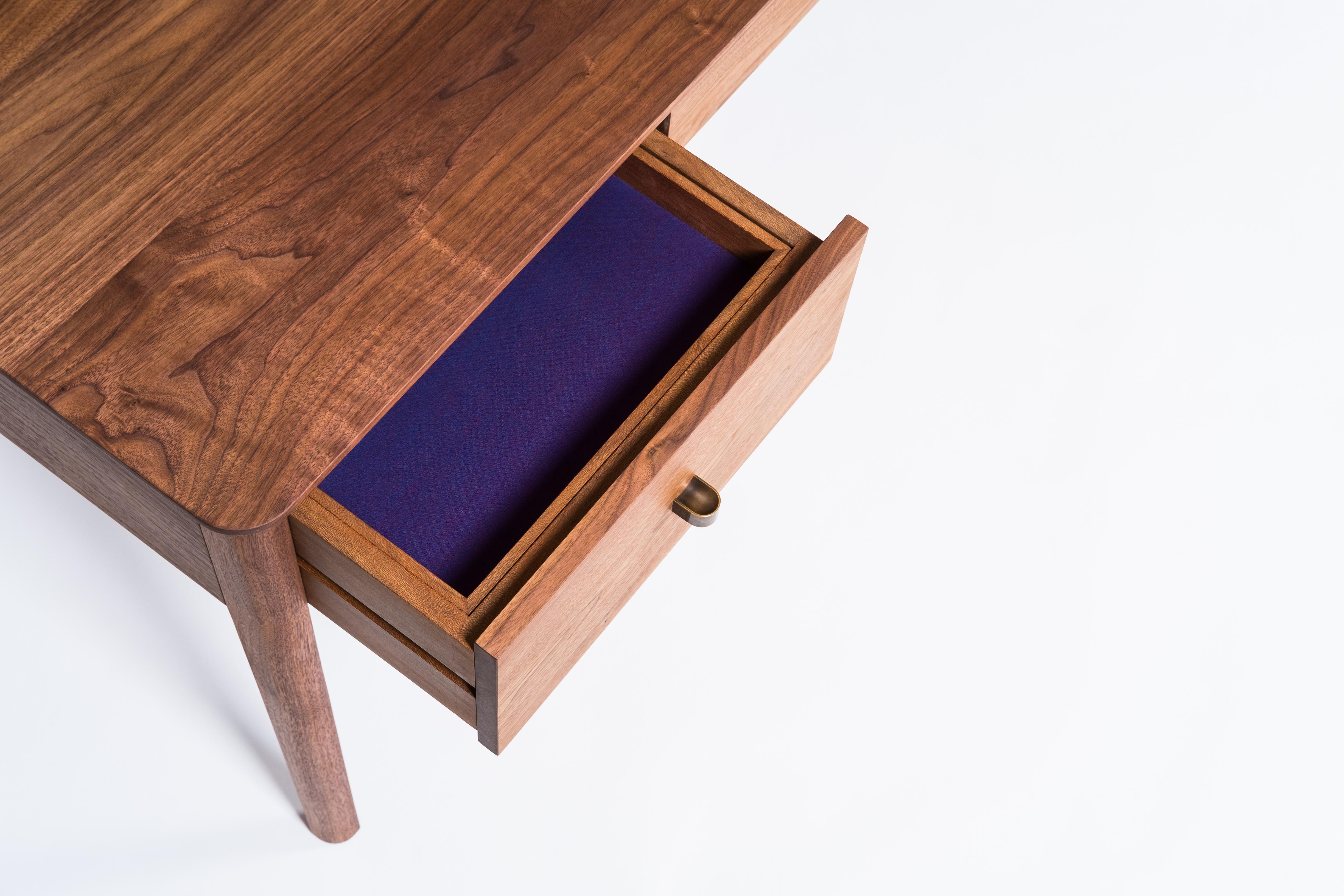 Basin Desk by Tretiak Works, Handmade Contemporary Walnut Brass  In New Condition For Sale In Portland, OR