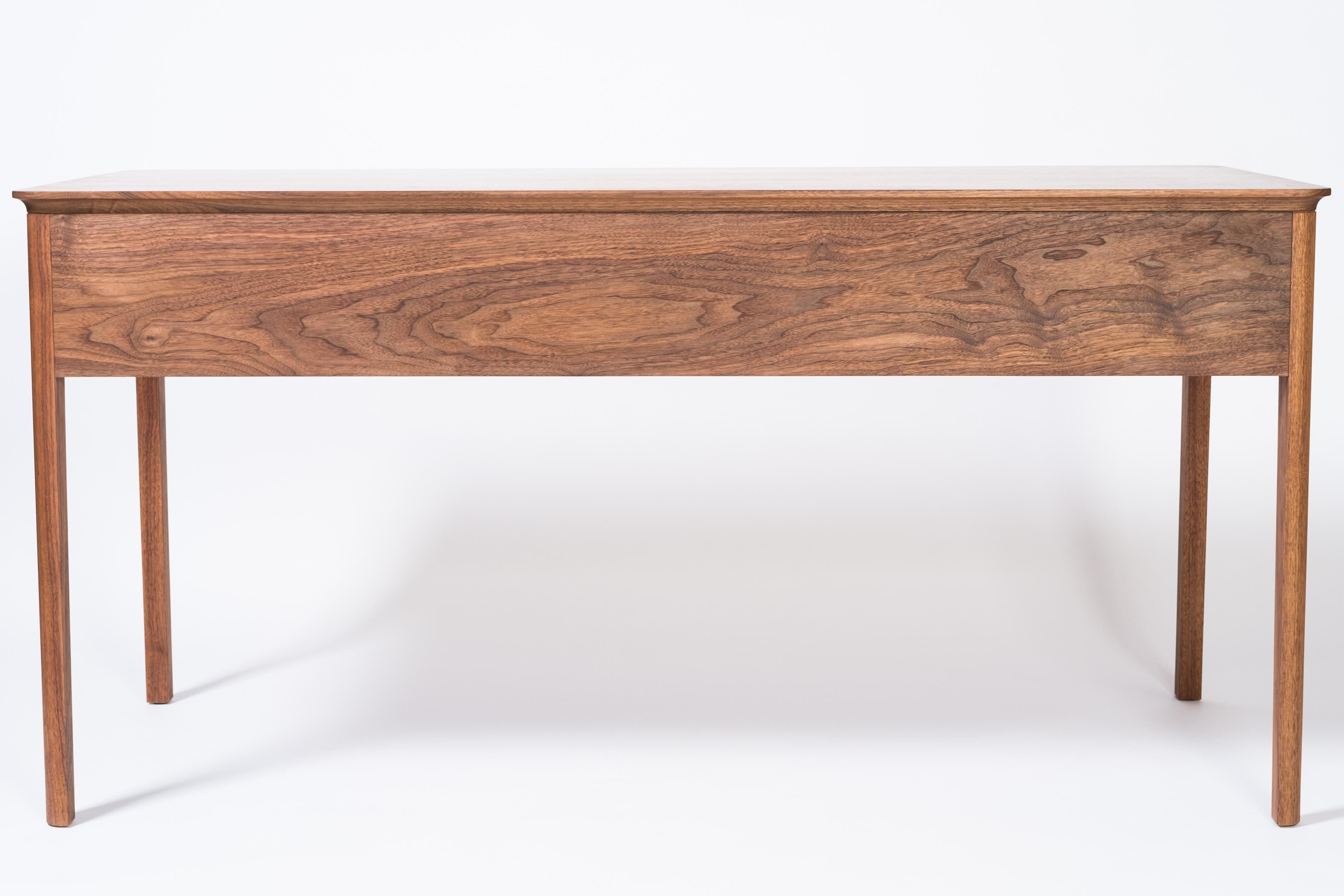 Basin Desk by Tretiak Works, Handmade Contemporary Walnut Brass  For Sale 1