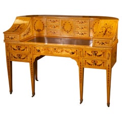 Desk. Carved wood, metal. 20th century, after antique models.