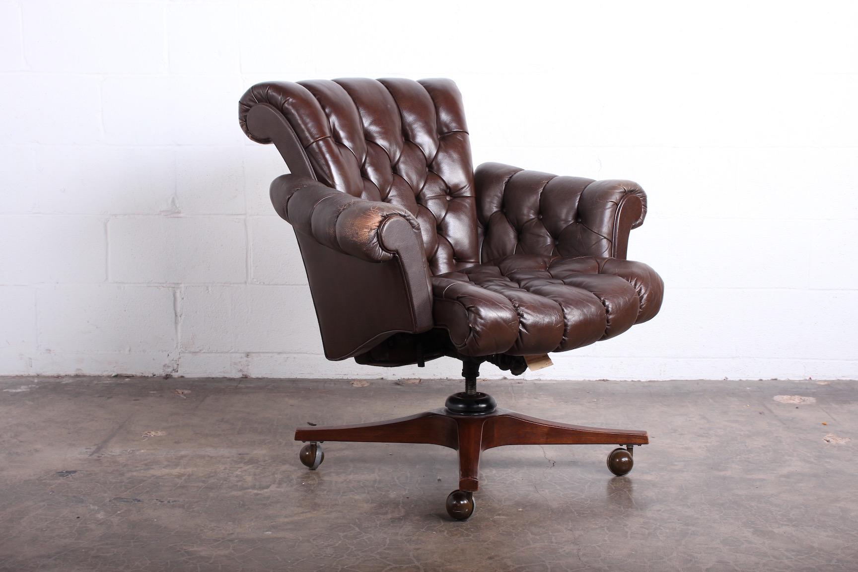 Leather Desk Chair by Edward Wormley for Dunbar