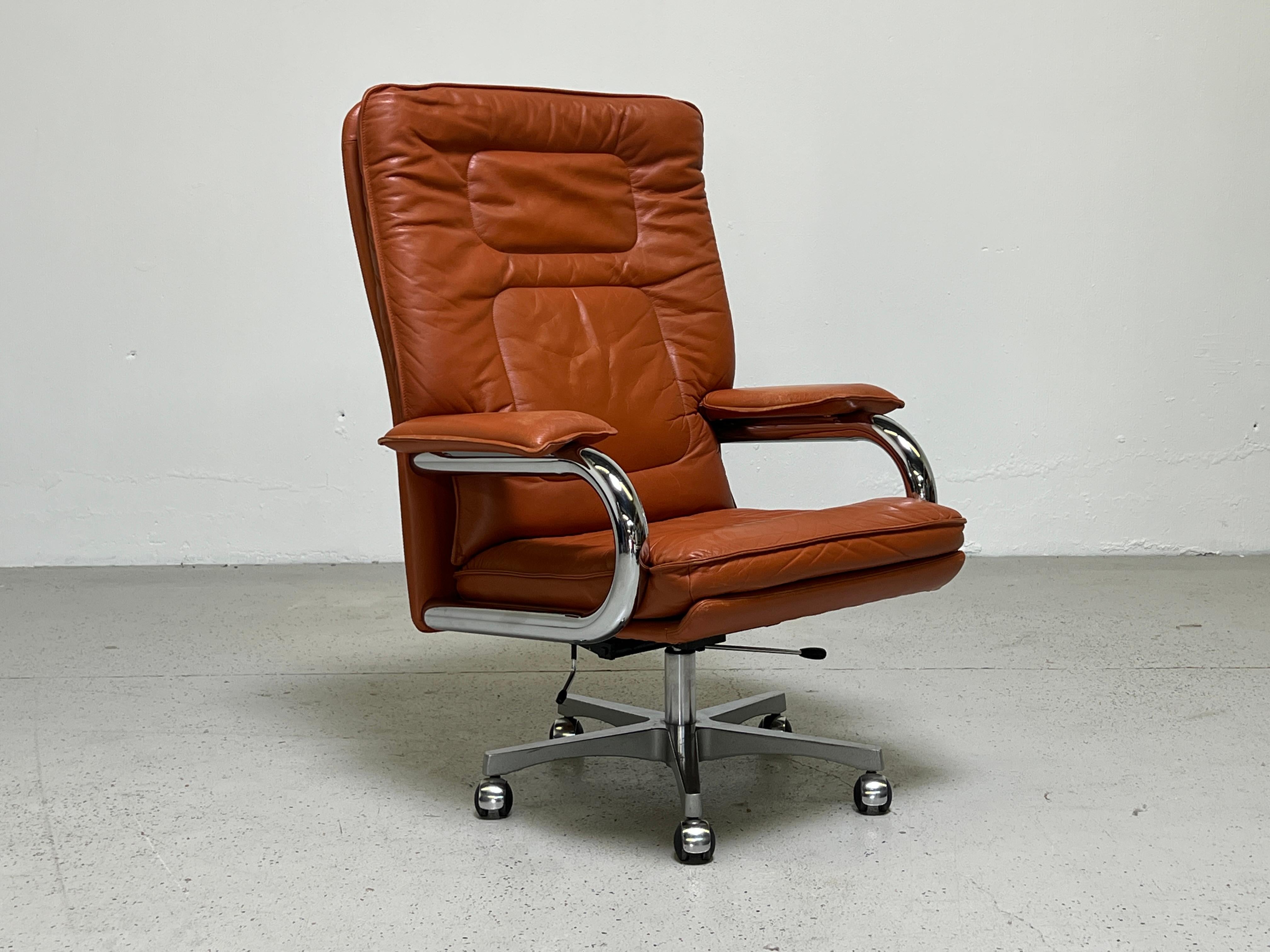 Leather Desk Chair by Guido Faleschini for Pace 