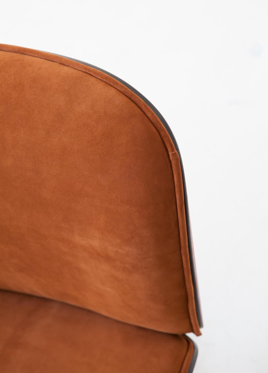 Mid-Century Modern Desk Chair by Ico Parisi for Mim,  Exotic Wood and Suede Leather