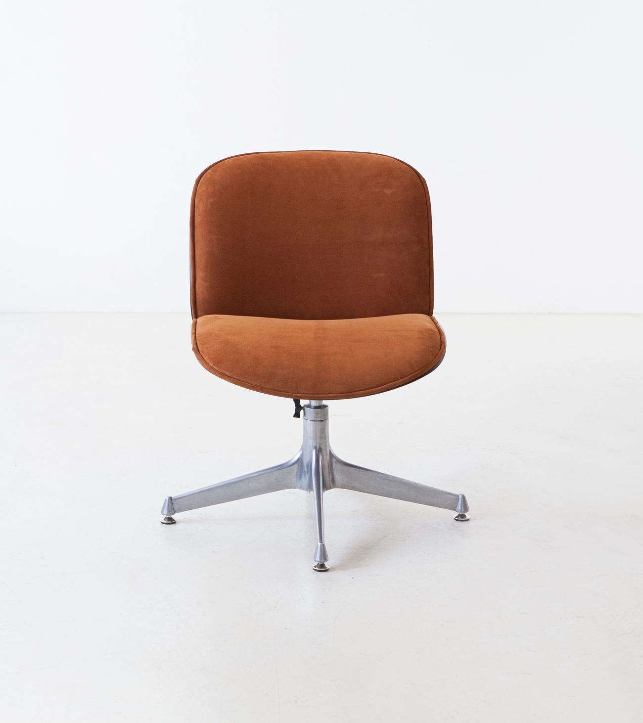 Desk Chair by Ico Parisi for Mim,  Exotic Wood and Suede Leather 1