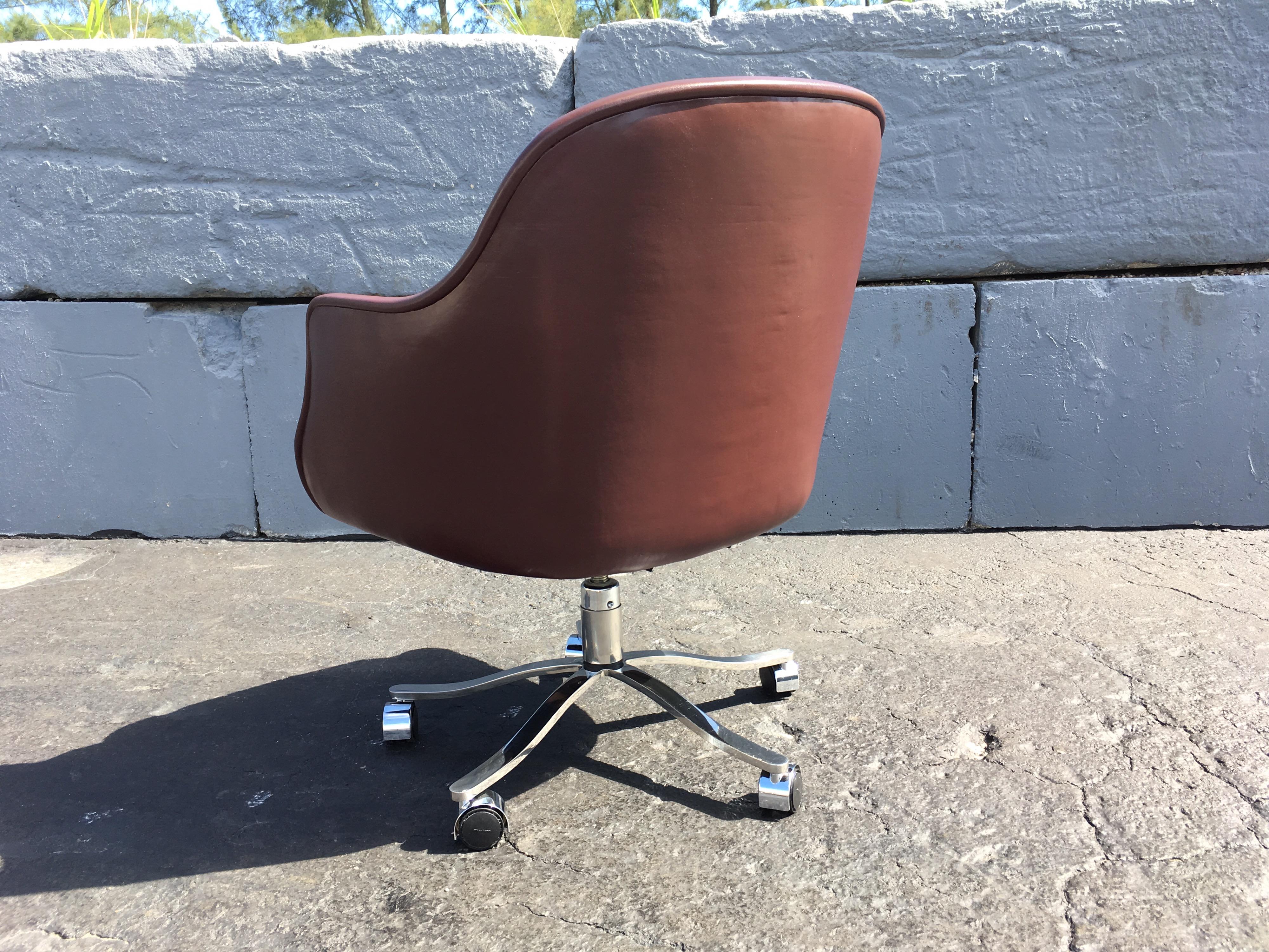 American Desk Chair by Nicos Zographos, Leather and Stainless Steel Base