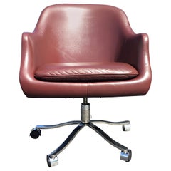 Desk Chair by Nicos Zographos, Leather and Stainless Steel Base