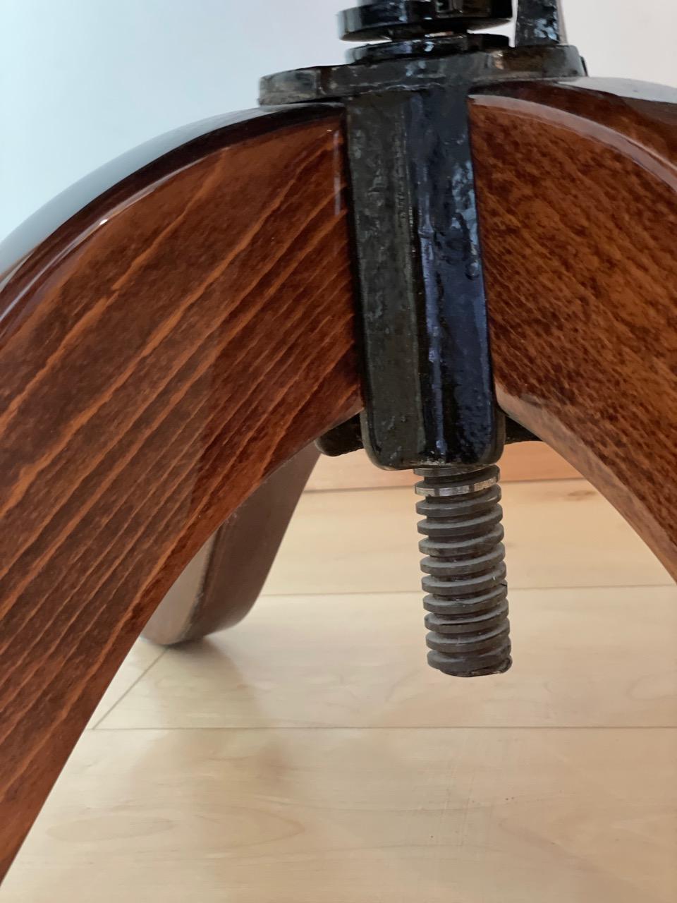 Schreibtischstuhl von Roux-Spitz Verstellbar Drehbar Palisander Beige Französisch Modernist im Angebot 10