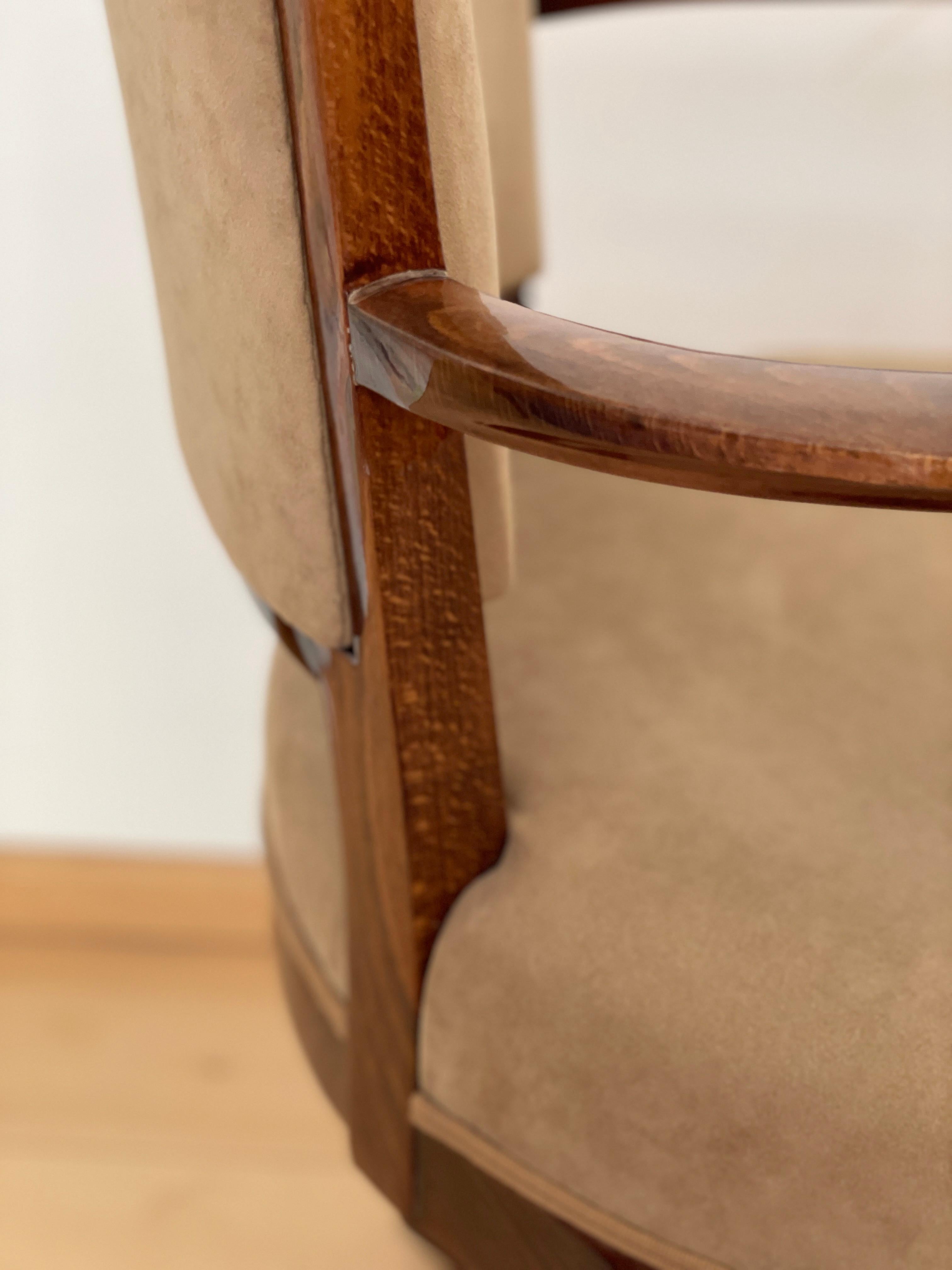 Moulage Chaise de bureau moderniste française Roux-Spitz ajustable pivotante en bois de rose beige en vente