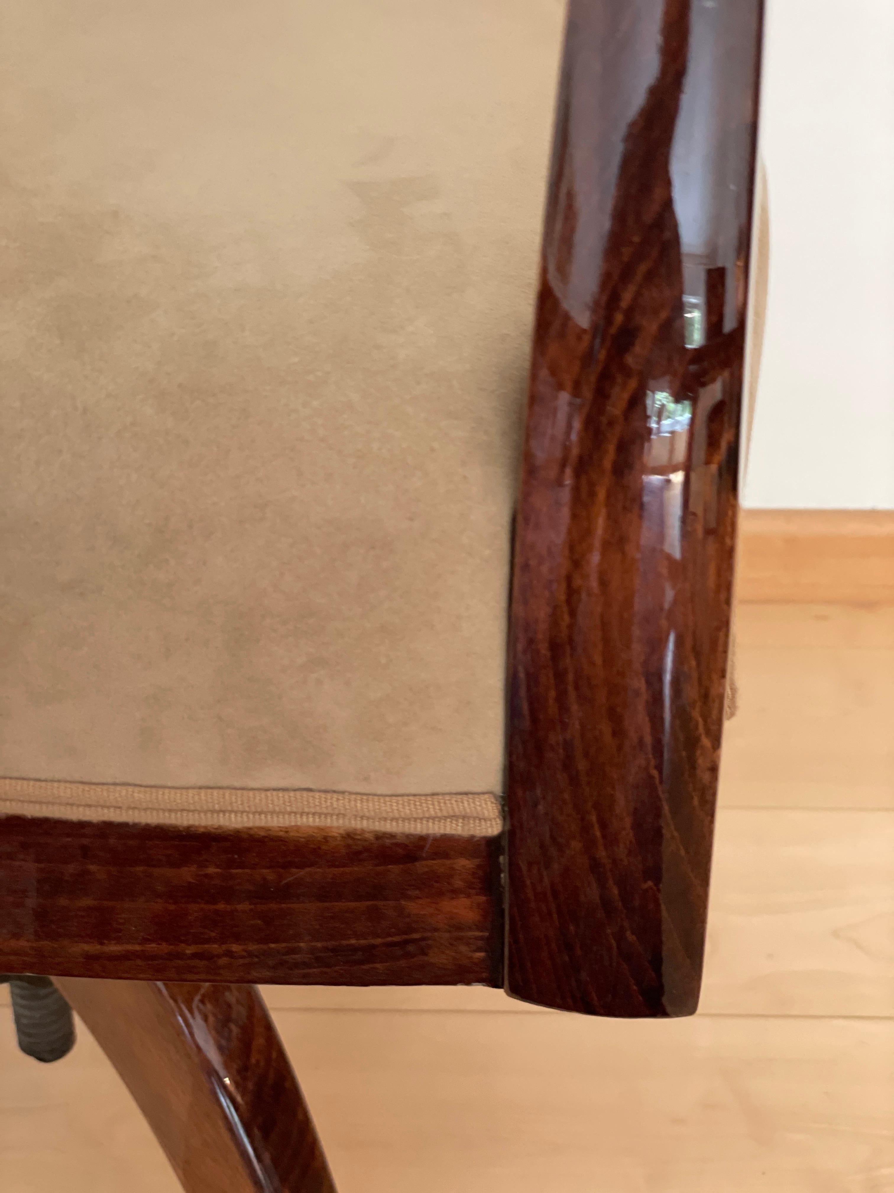 Schreibtischstuhl von Roux-Spitz Verstellbar Drehbar Palisander Beige Französisch Modernist (Stahl) im Angebot