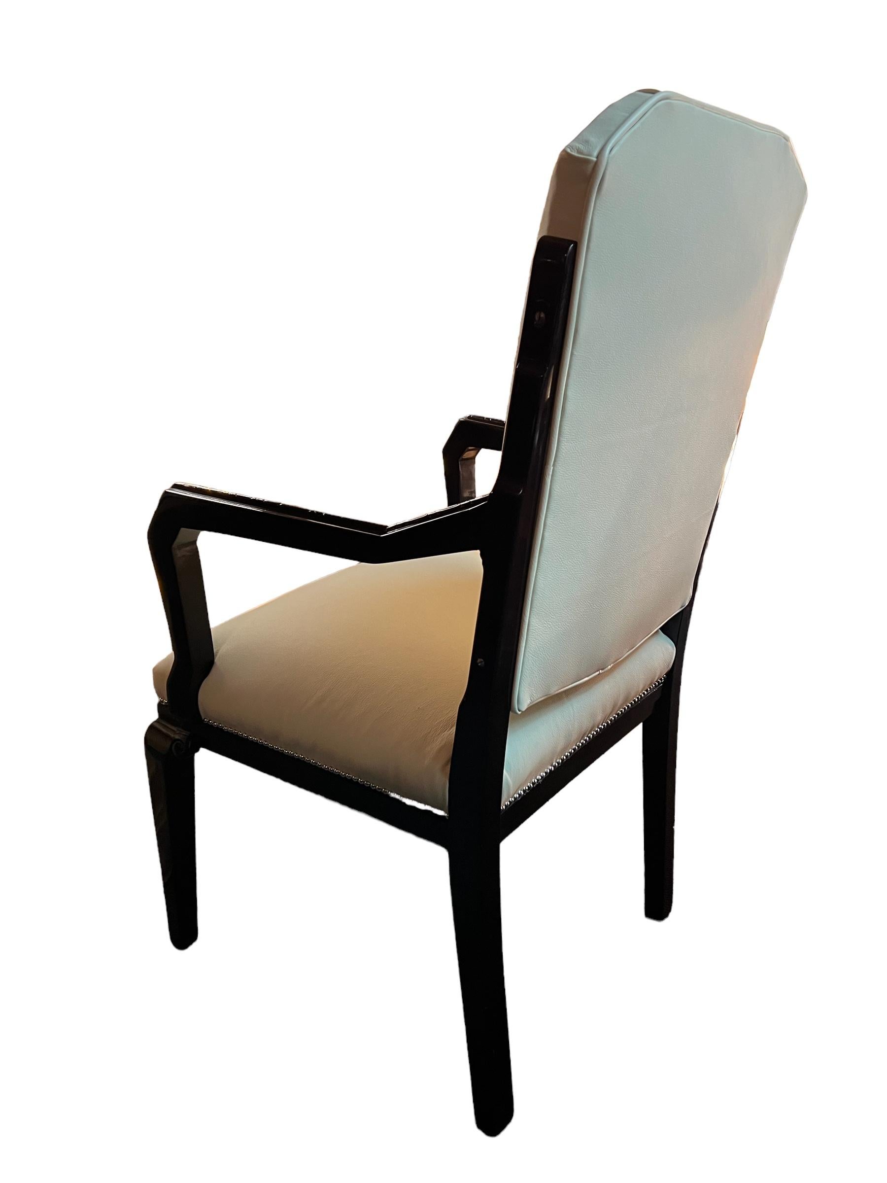 Desk Chair in Leather and Wood, Style: Art Deco, France, 1930 For Sale 3