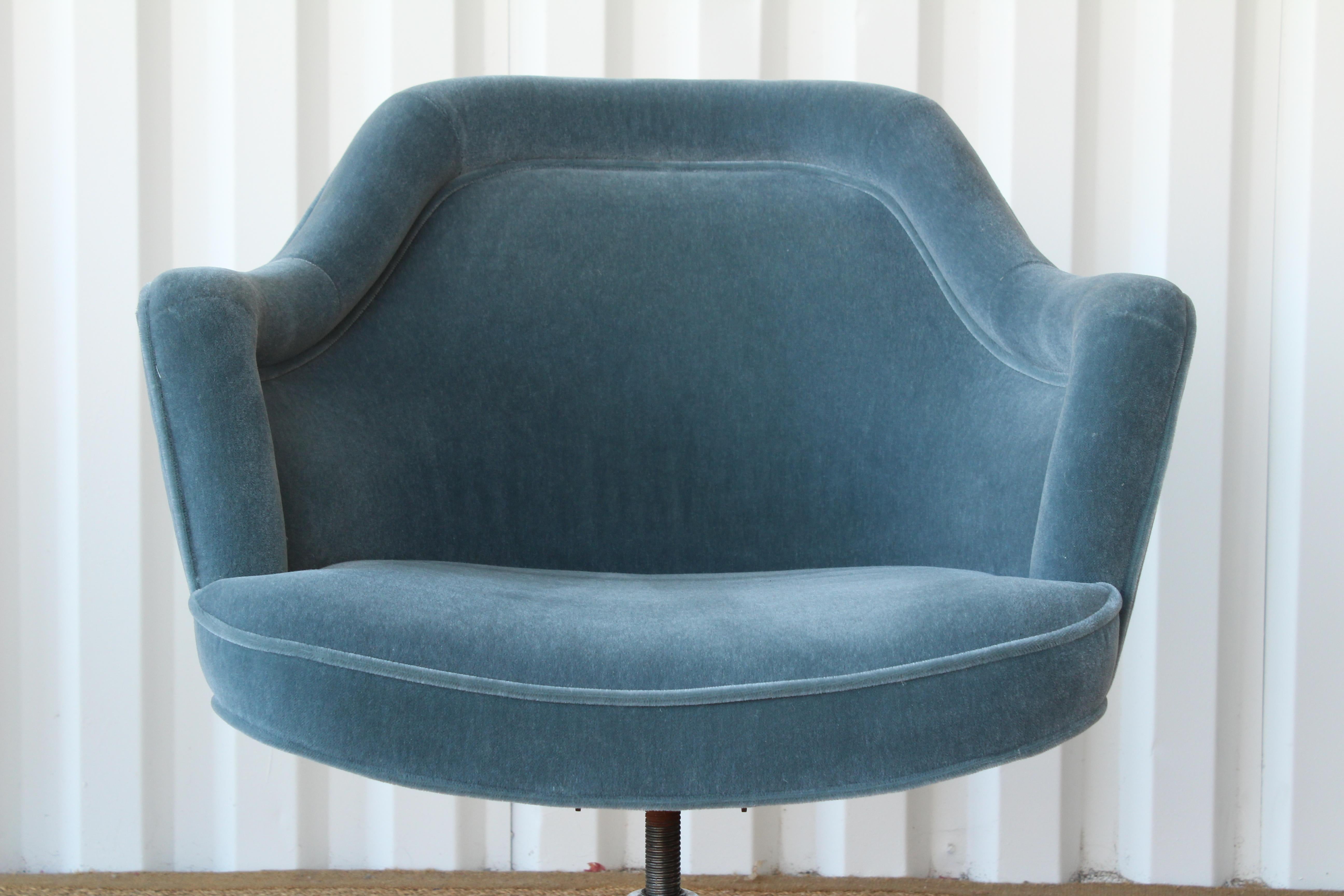Plated Desk Chair in Mohair, USA, 1960s