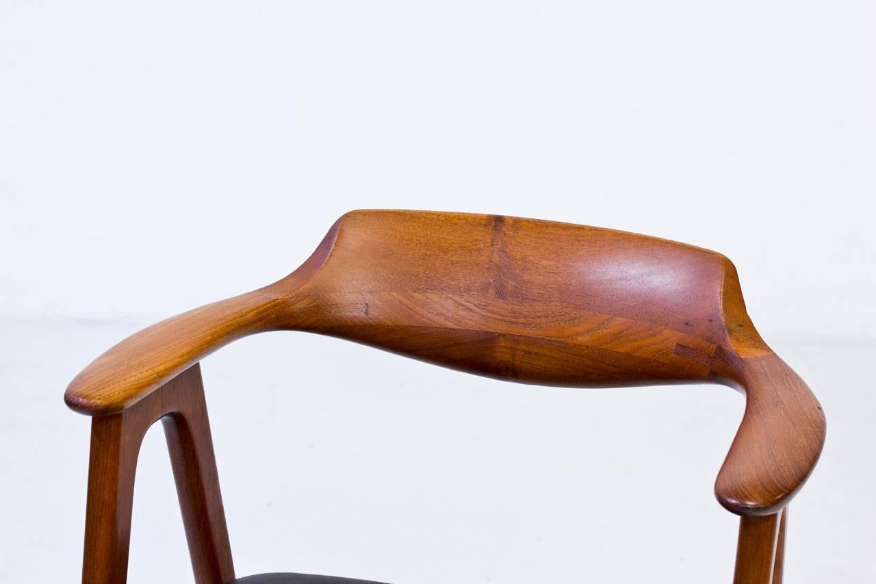 Desk Chair in Teak and Leather by Erik Kirkegaard for Høng Stolefabrik, 1950s 3