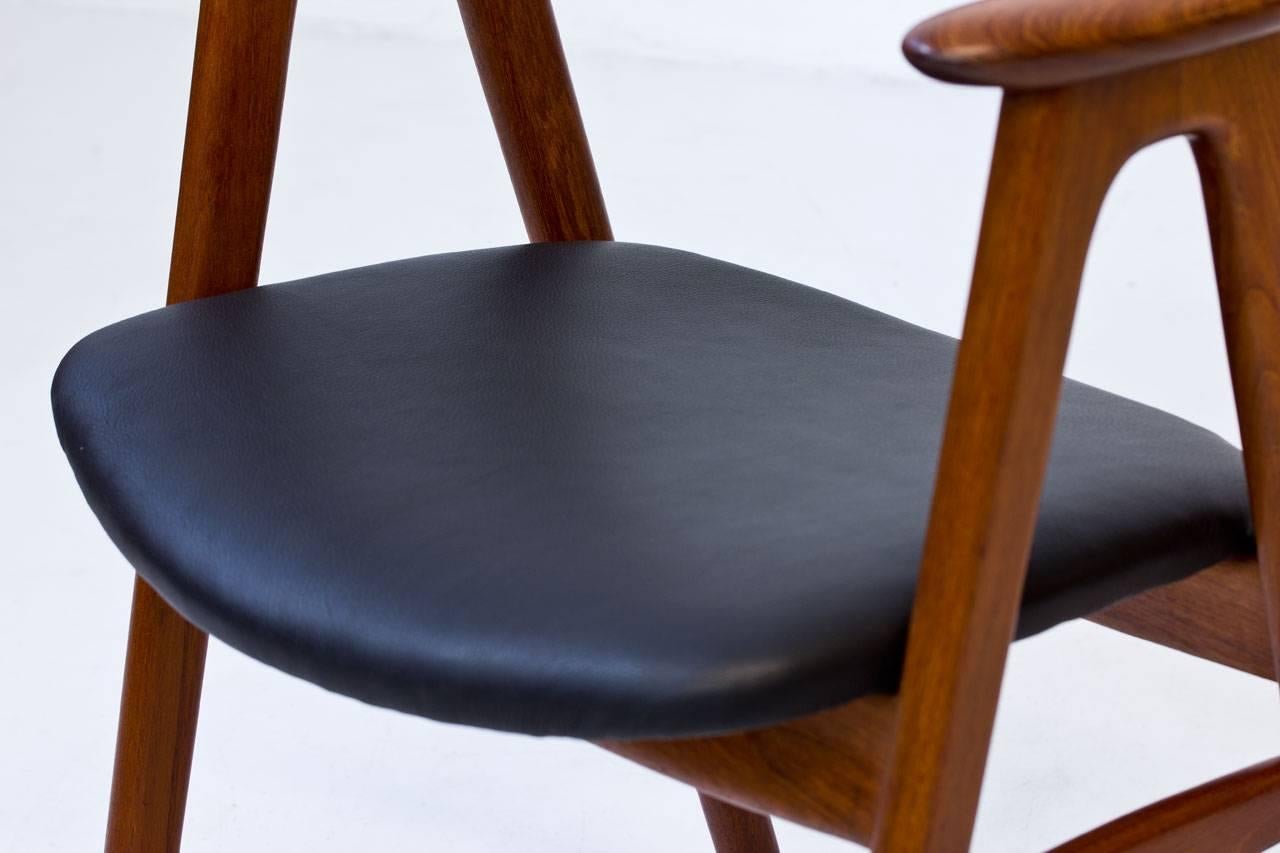 Desk Chair in Teak and Leather by Erik Kirkegaard for Høng Stolefabrik, 1950s 5